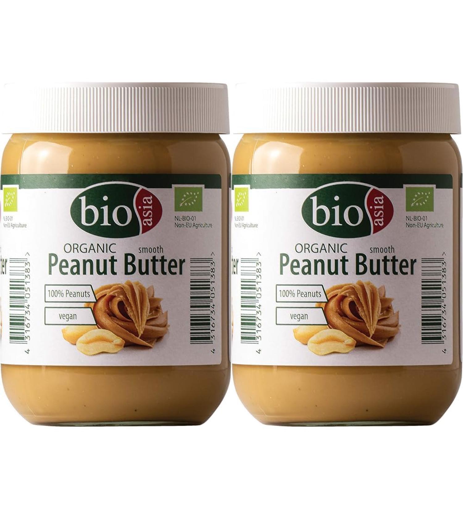 Bioasia Organic Peanut Butter - 100% Roasted Peanuts Creamy Vegan & Gluten-Free - Pack of 2 (500g Each) - International Shipping - Buy Online on GoSupps.com