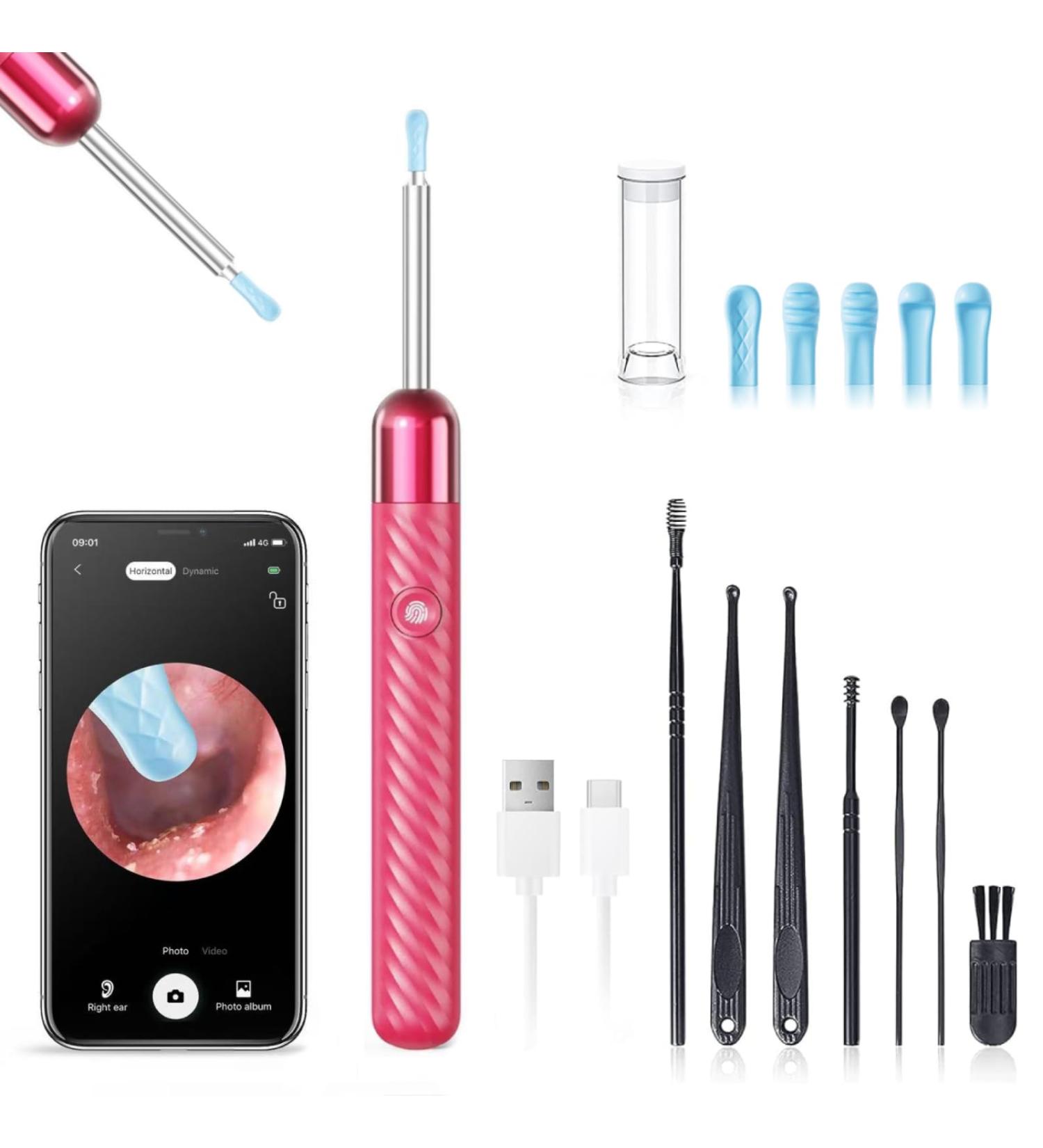 Ear Wax Removal - 1080P Camera Earwax Remover Tool - Ear Canal Cleaner - Ear Cleaning Kit - Ear Camera for iOS & Android (Pink) - Buy Online on GoSupps.com