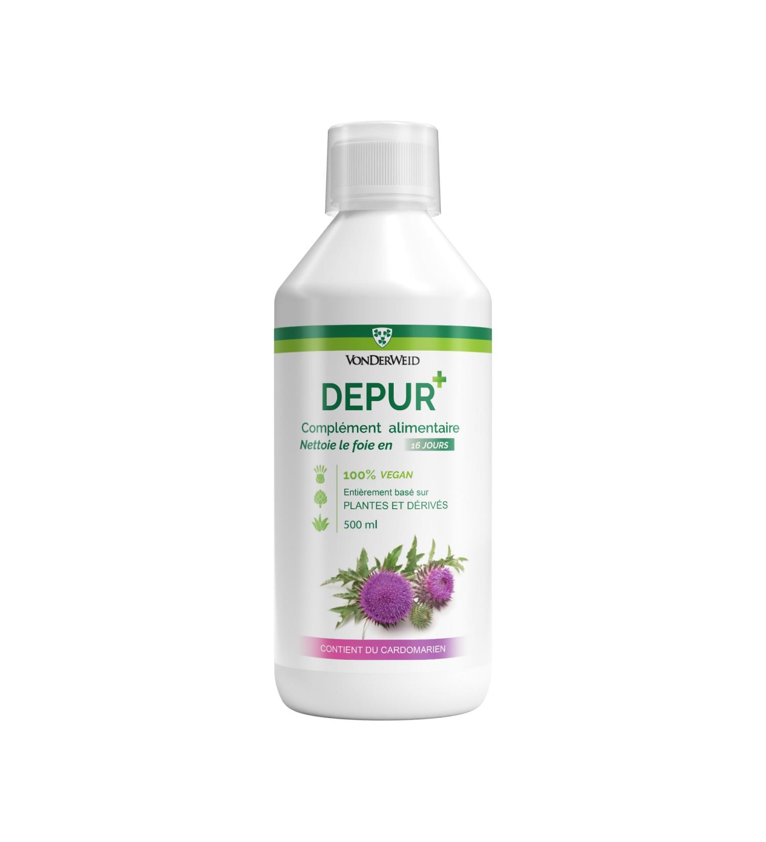 Vonderweid - DEPUR + | Strong Liver Detox | Draining Supplement F with Aloe Arborescens, Artichoke and Milk Thistle | Liver Purifying & Detoxifying | Vegan Supplement | 500ML