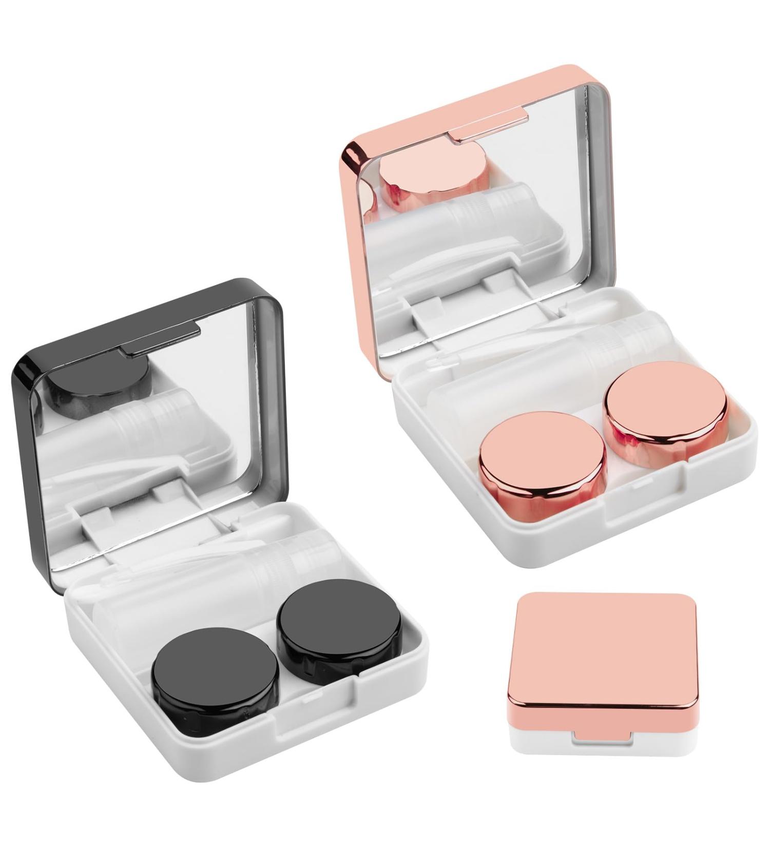 Beautyflier 2 Pack Contact Lens Case - Portable Travel Kit with Applicator Remover Tool & Mirror - Ideal for Colored Lenses (Black+Rose Gold - Buy Online on GoSupps.com