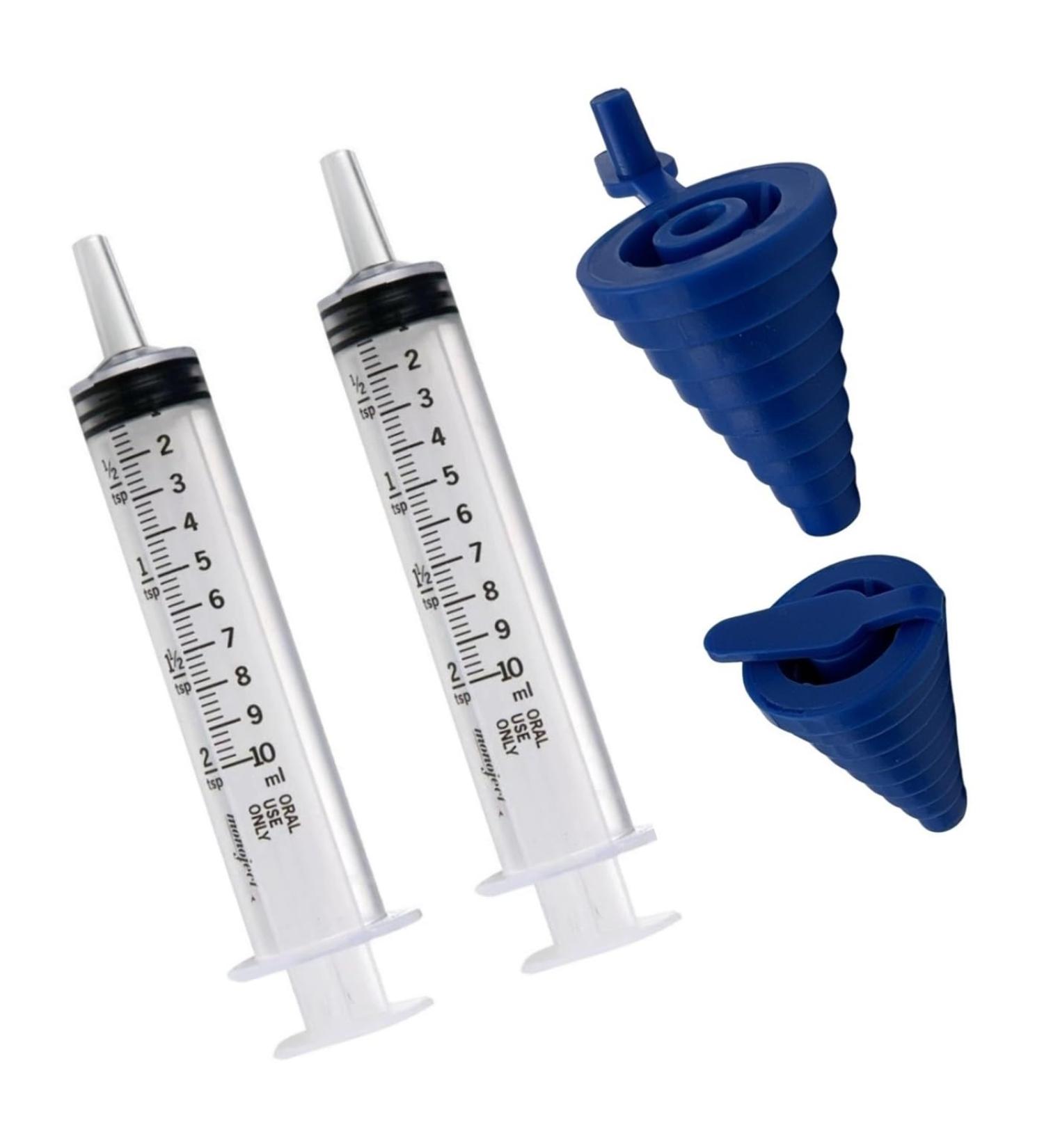Buy 10ml Oral Syringe with Blue Adapter - Calibrated in tsp & ml - Pack of 2 | International Shipping Available - Buy Online on GoSupps.com