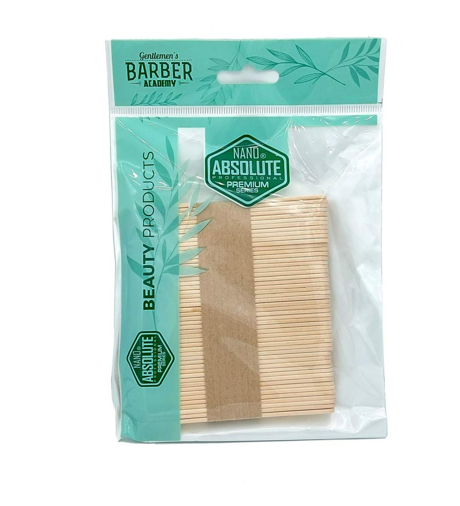 Nano absolute barber mini 50 pieces of wooden spatula wooden stick wax spatula for hair removal eyebrows distance agda spatula dimensions: 9.3 cm x 1 cm x 0.3 cm