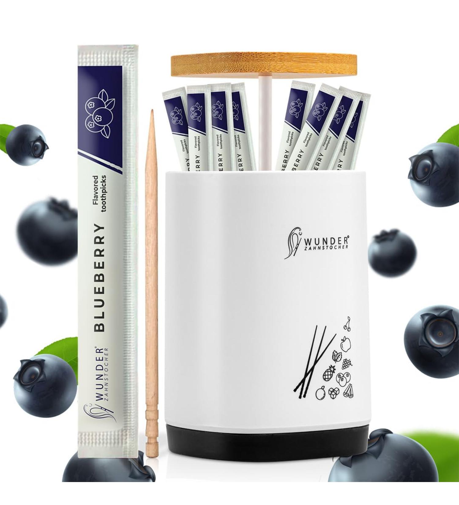 Miracle Toothpick - 100 Individually Packed Blueberry Flavor Toothpicks + Dispenser | Fresh Breath & Oral Hygiene - Buy Online on GoSupps.com