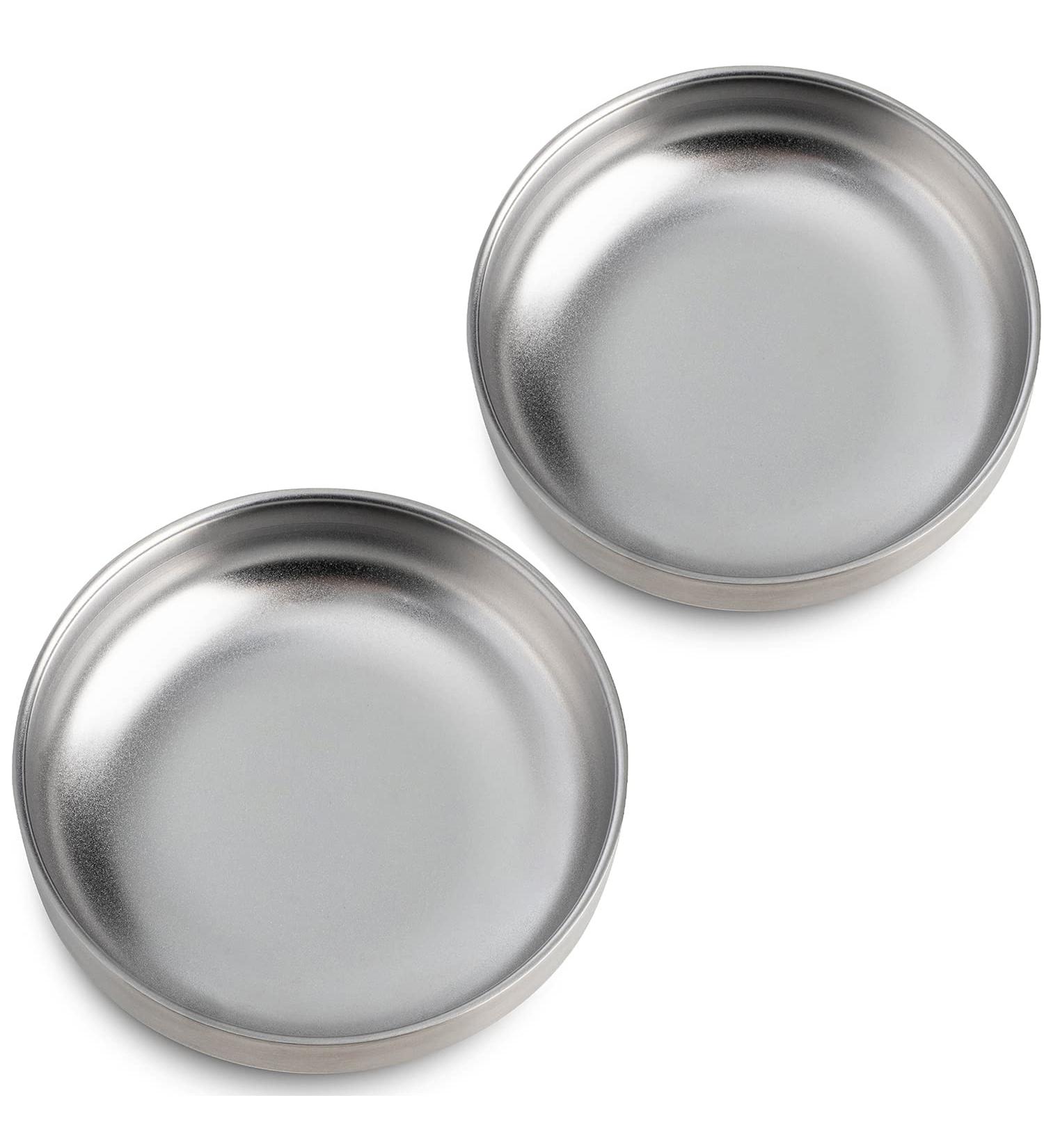 2pcs Stainless Steel Wide Shallow Cat Food & Water Bowl Set - 5.9'' Whisker-friendly Design - Buy Online on GoSupps.com