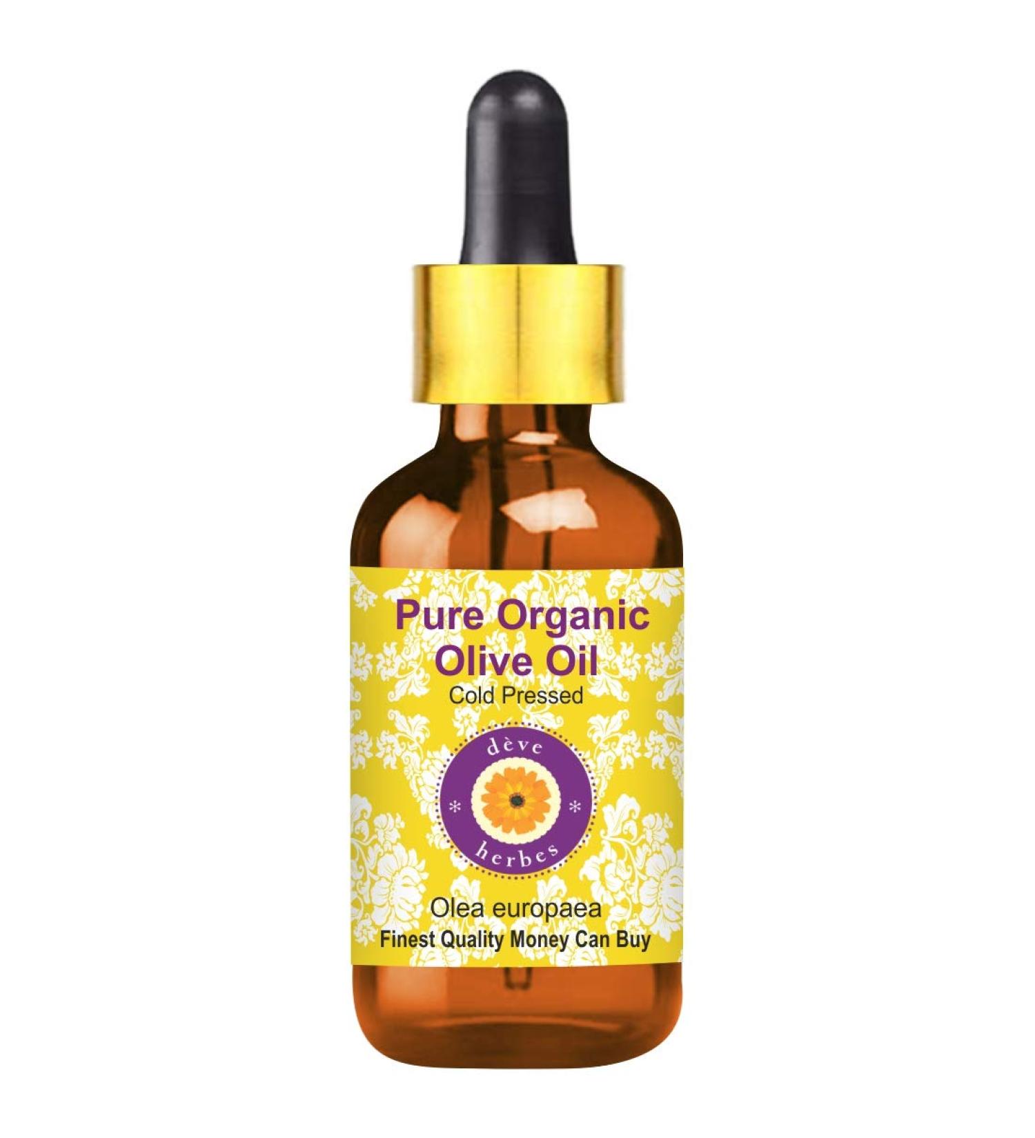 Deve Herbes Pure Organic Olive Oil (Olea europaea) with Glass Dropper Cold Pressed 15ml (0.50 oz) - Buy Online on GoSupps.com