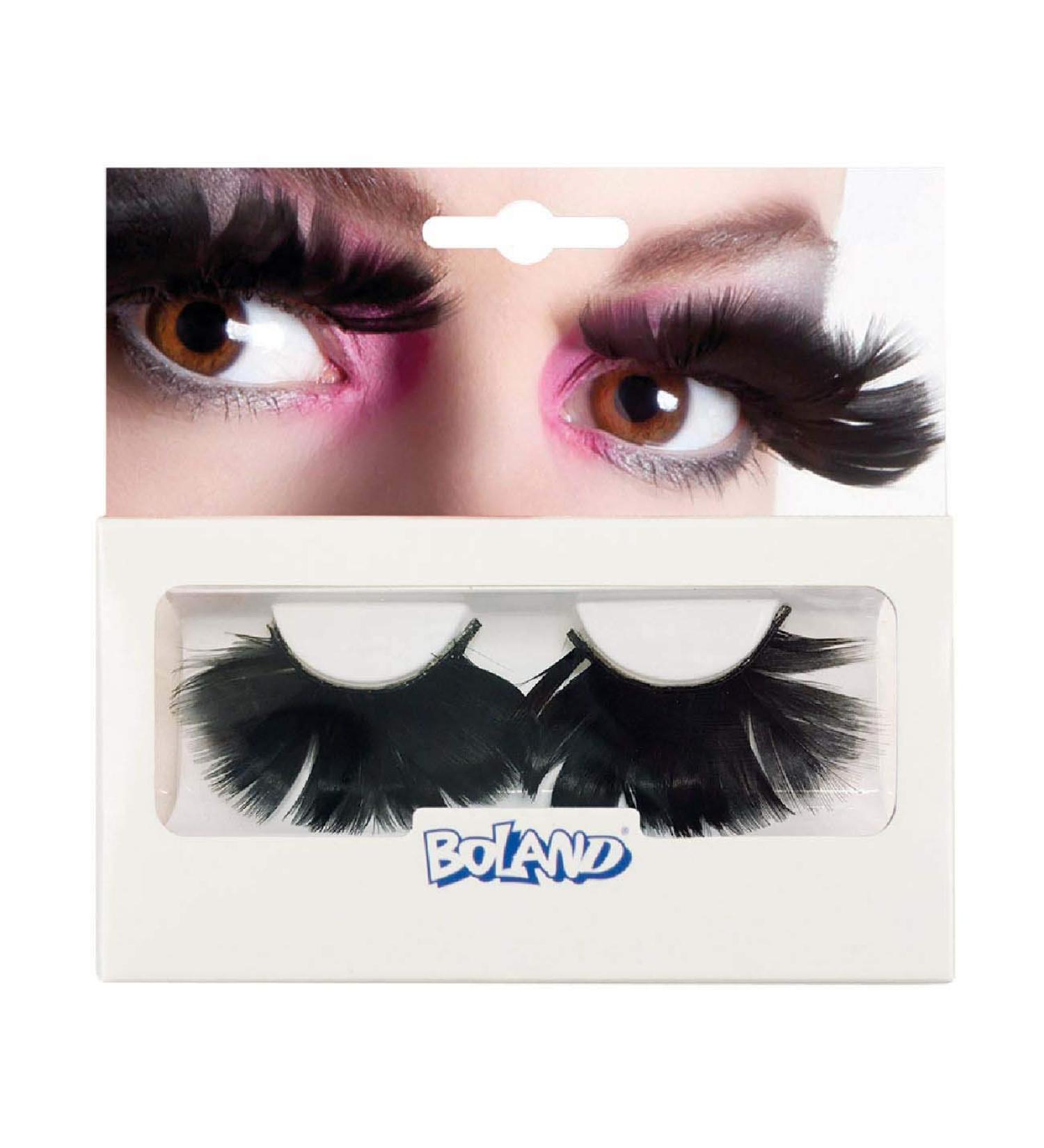 Boland 01640 - Self -adhesive eyelashes springs black 1 pair artificial eyelashes simple application eye premium theme party carnival