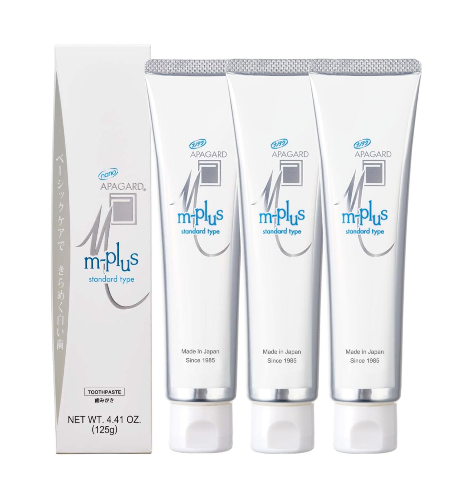 APAGARD M-Plus Sangi's Nano-Hydroxyapatite Toothpaste for Naturally Whiter Teeth No Fluoride for Family use 125g / 4.4 oz Mild Mint Flavor Pack of 3 - Buy Online on GoSupps.com