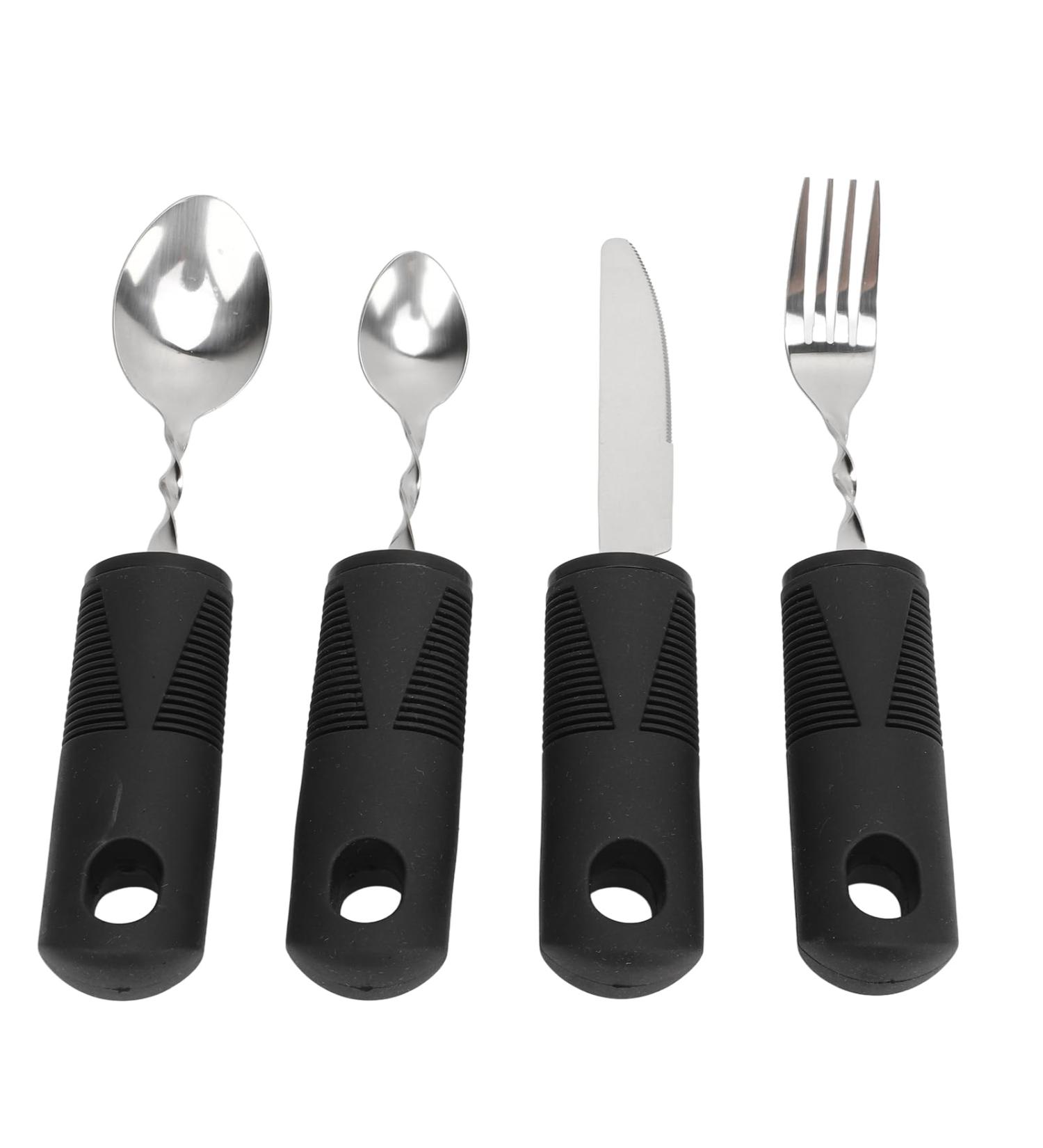 Arthritic Hands Adaptive Utensil Stainless Steel Material Ergonomic Design Stable Wear Resistant Weighted Silverware for Home Hospital for Parkinsons Patients - Buy Online on GoSupps.com