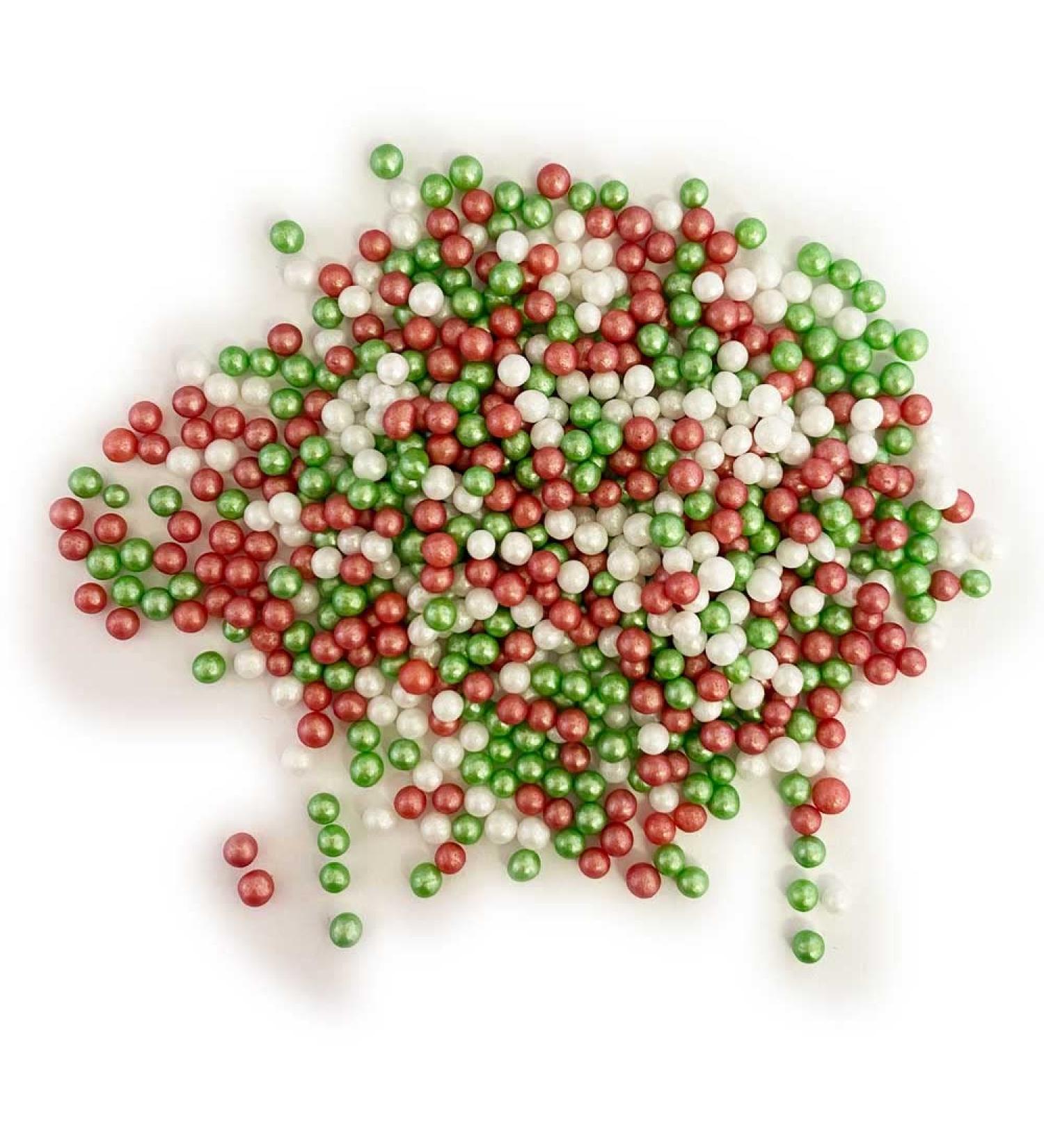 Scrumptious - Christmas Red Green and White Pearls Cake Topper Sprinkles - 30g Edible Glimmer Sugar Festive Cupcake Decorations - Ideal For Xmas Themed Party Cakes And Bakes - Buy Online on GoSupps.com