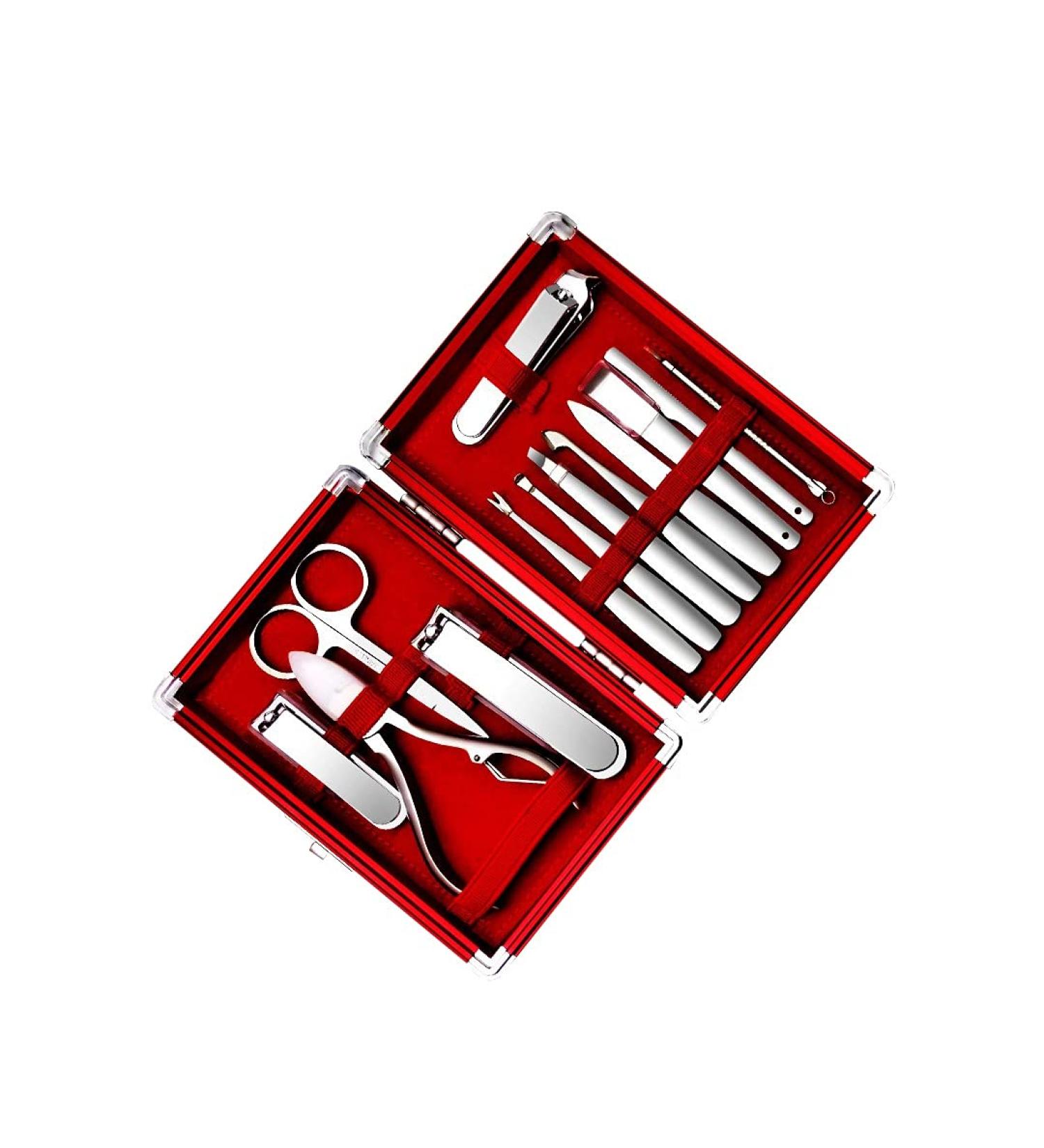 Nail Clippers Set Personal Care Manicure Pedicure Set Portable Nail Clippers Thick Nails Home Use 13 Pieces Man Red - Buy Online on GoSupps.com
