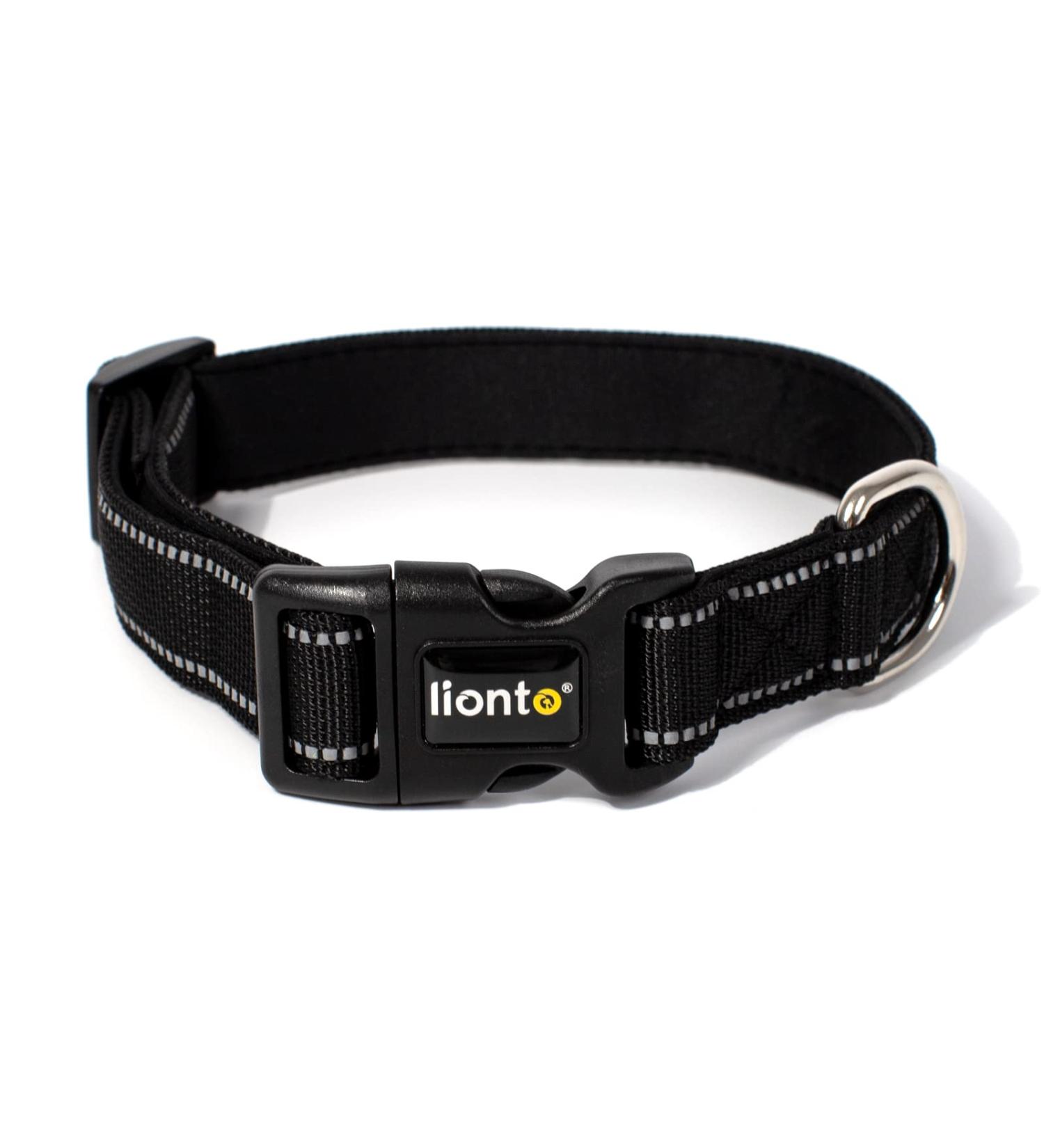 Buy Lonto XL Dog Collar - Durable Nylon Soft Padded 360 Reflective Click Closure Metal Ring - Black - Buy Online on GoSupps.com
