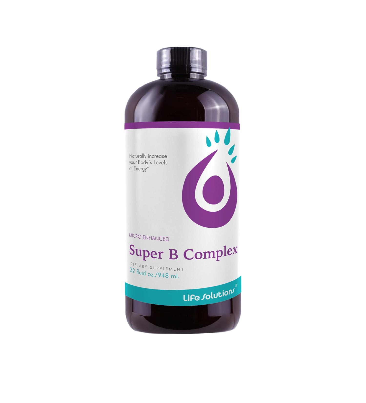 Life Solutions Liquid Super B Complex -32oz Naturally Increase Your Body's Levels of Energy - Buy Online on GoSupps.com