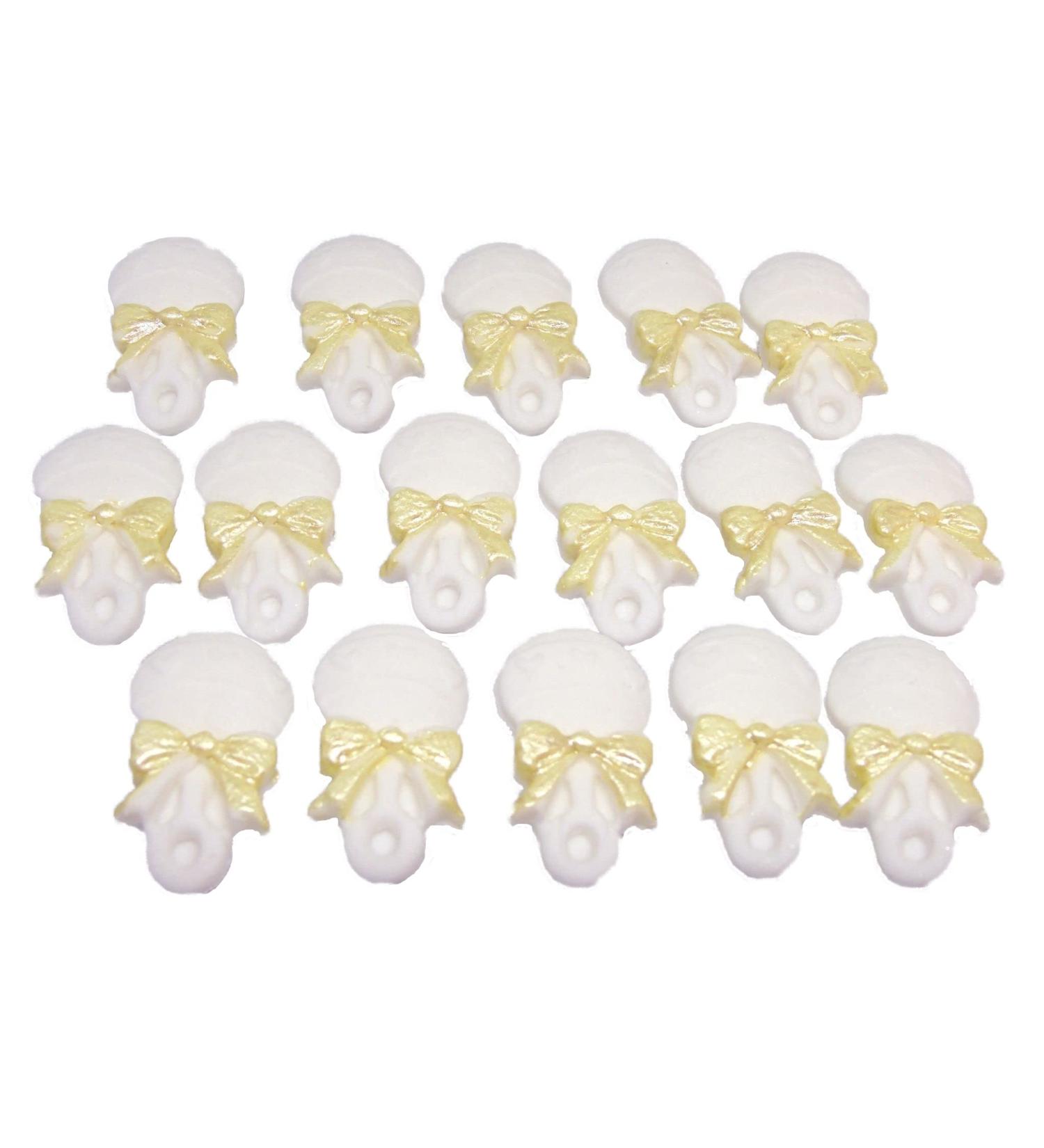 16 Baby Rattles Edible Baby Shower Cupcake Toppers (White)