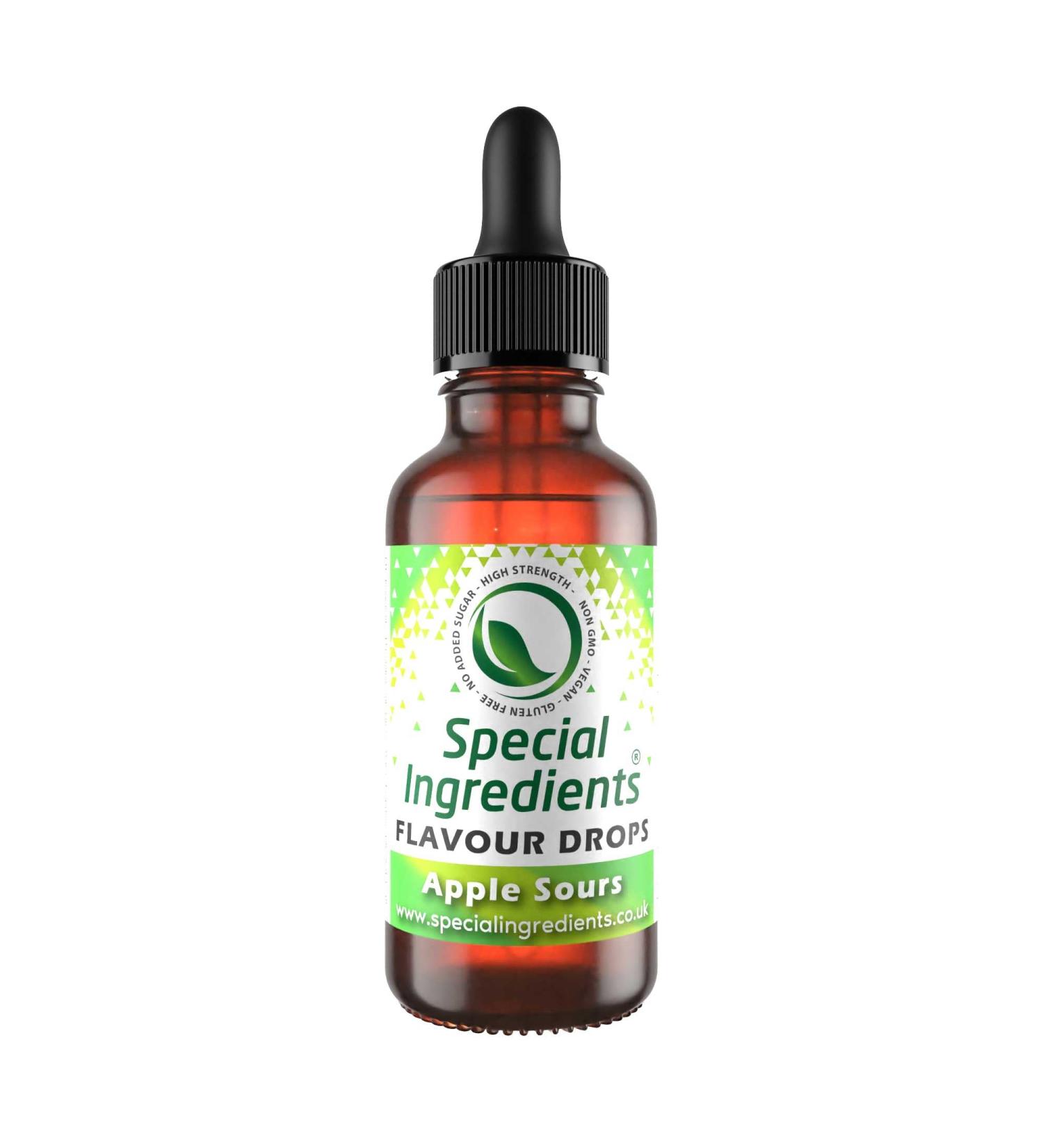 Apple Sours Flavour Drop 30ml - Vegan Non GMO Gluten Free Food Flavouring - Pack of 1 - Buy Online on GoSupps.com