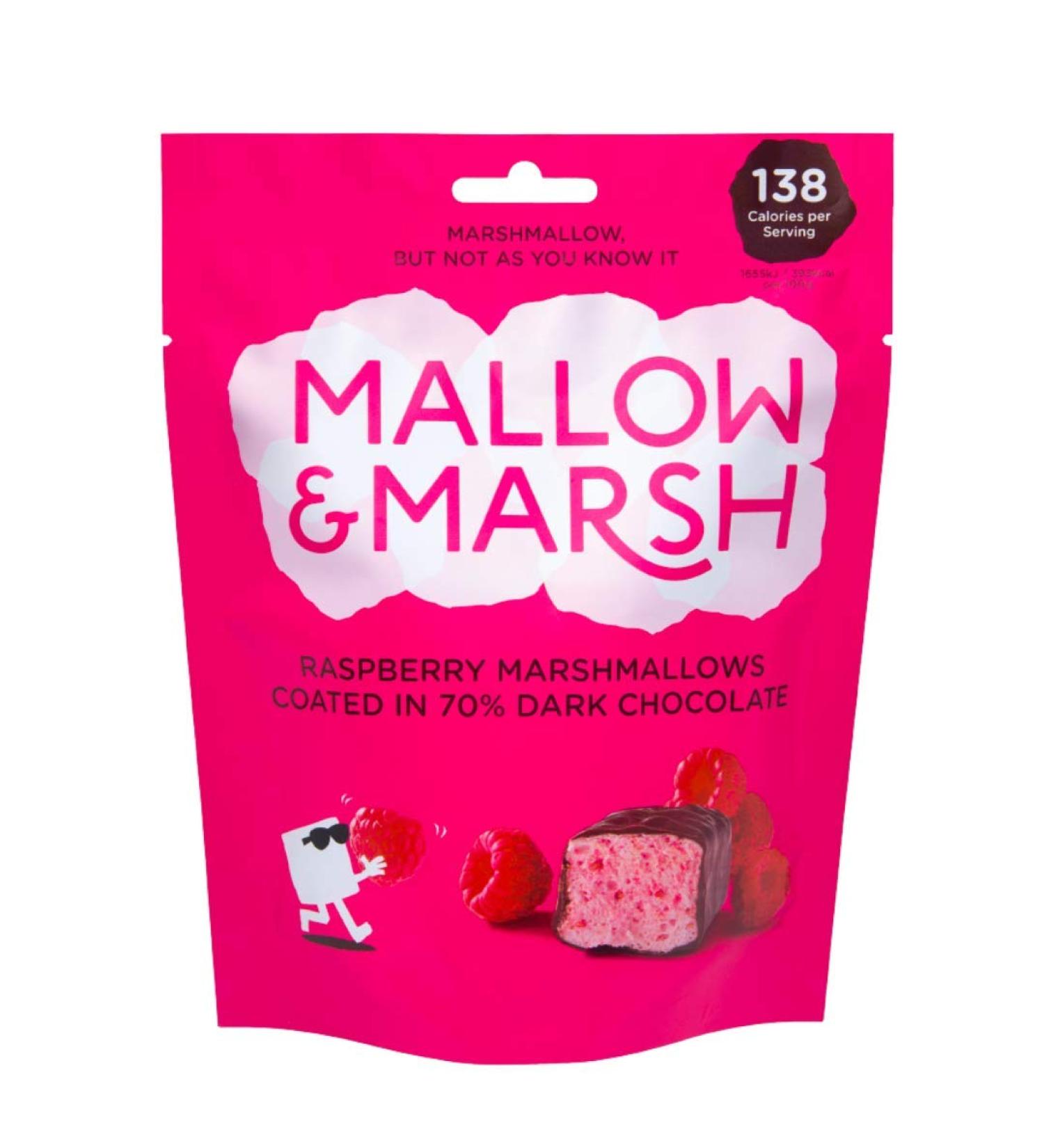 Mallow Marsh Mallow & Marsh Raspberry coated in 70 dark chocolate Marshmallow Sharing Bag Multipack 6 x 100g - Buy Online on GoSupps.com