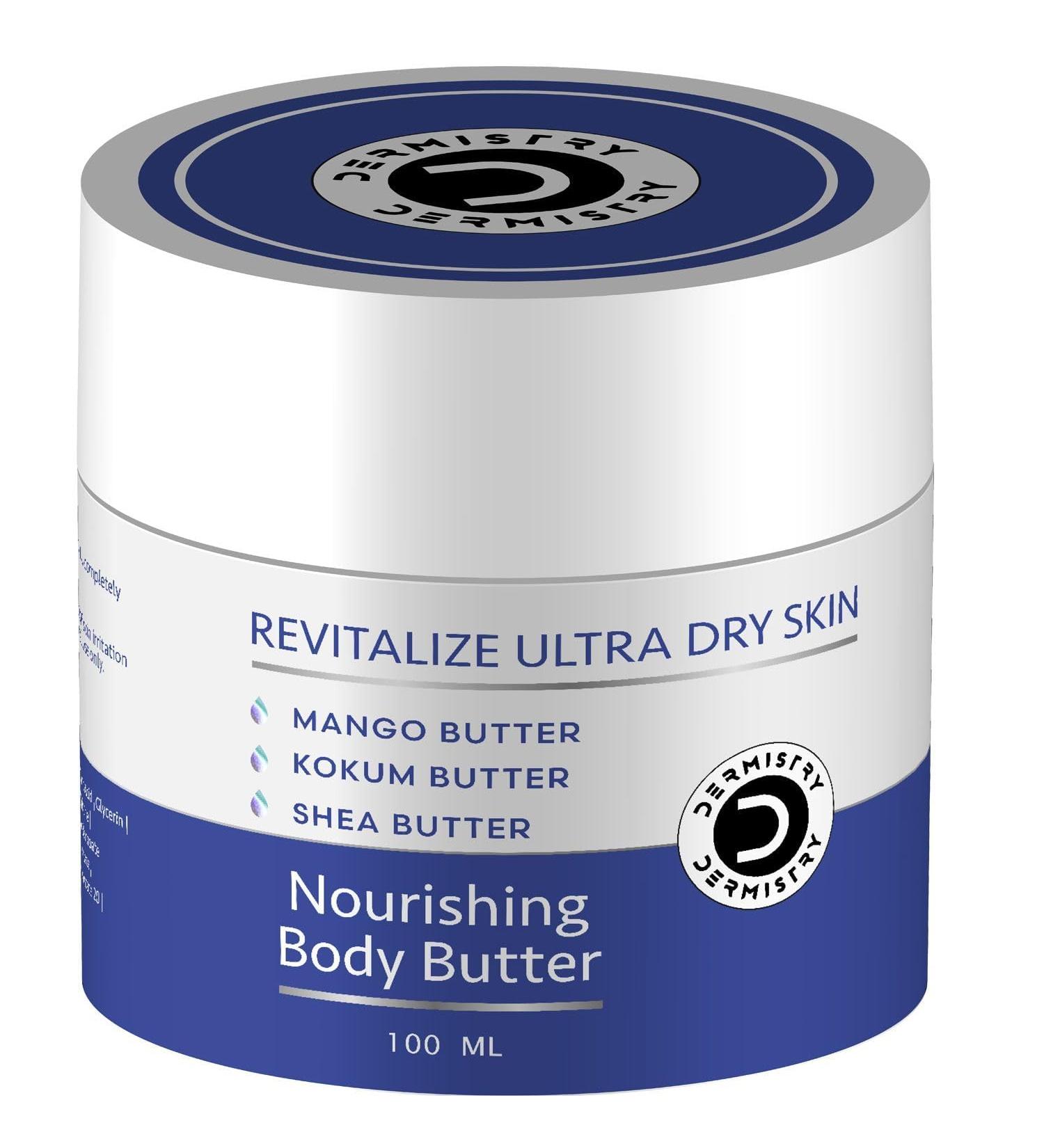 Dermistry Body Butter for Dry & Very Dry Sensitive Skin with Mango Shea Kokum Butter & Coffee Moisturizing Deep Hydration Non-Sticky Absorbs Quickly Suits Winter & All Seasons for Men - Buy Online on GoSupps.com