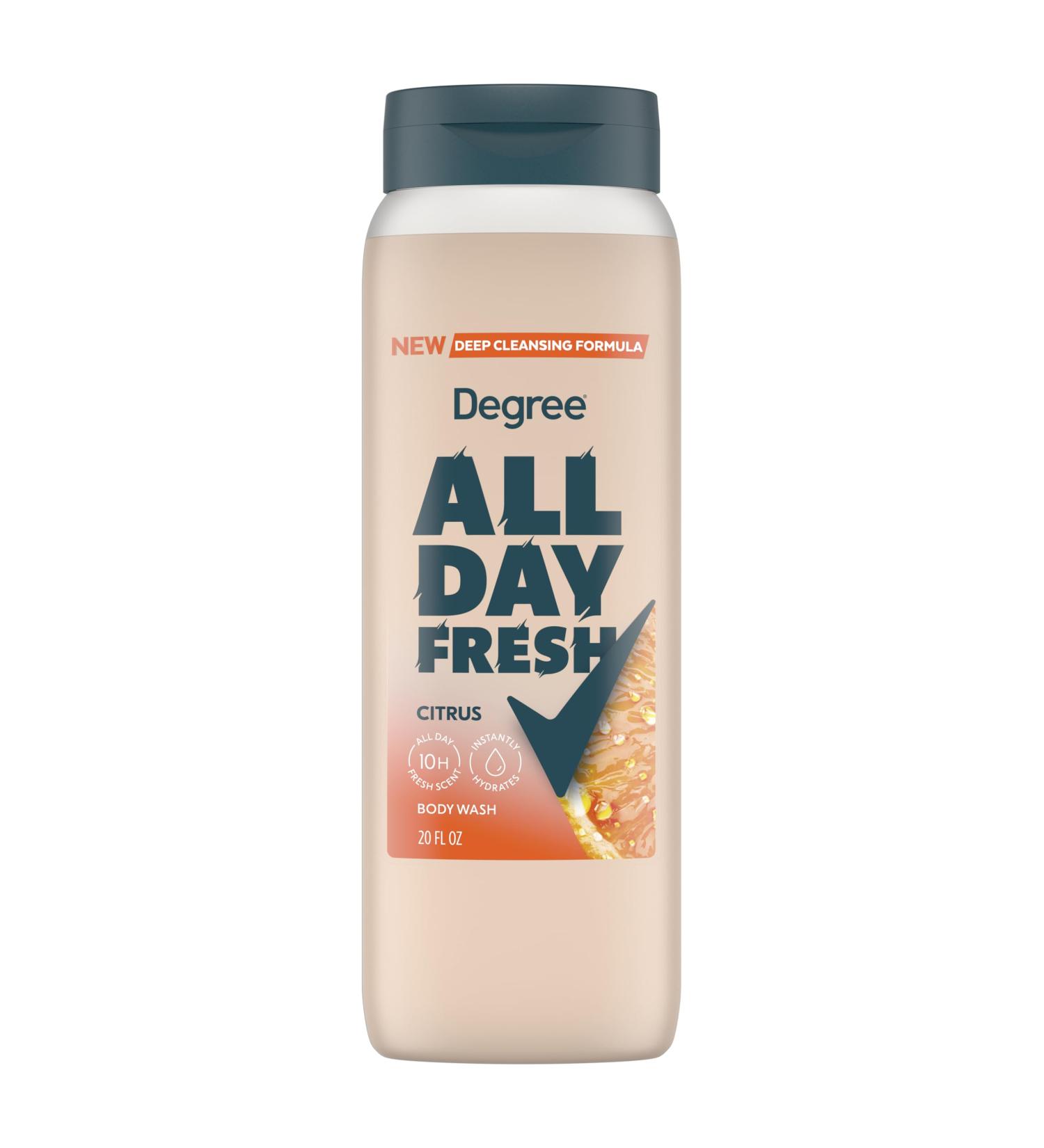 Degree All Day Fresh Body Wash Fresh Citrus Deep Cleansing 20 oz 20 Fl Oz (Pack of 1) - Buy Online on GoSupps.com