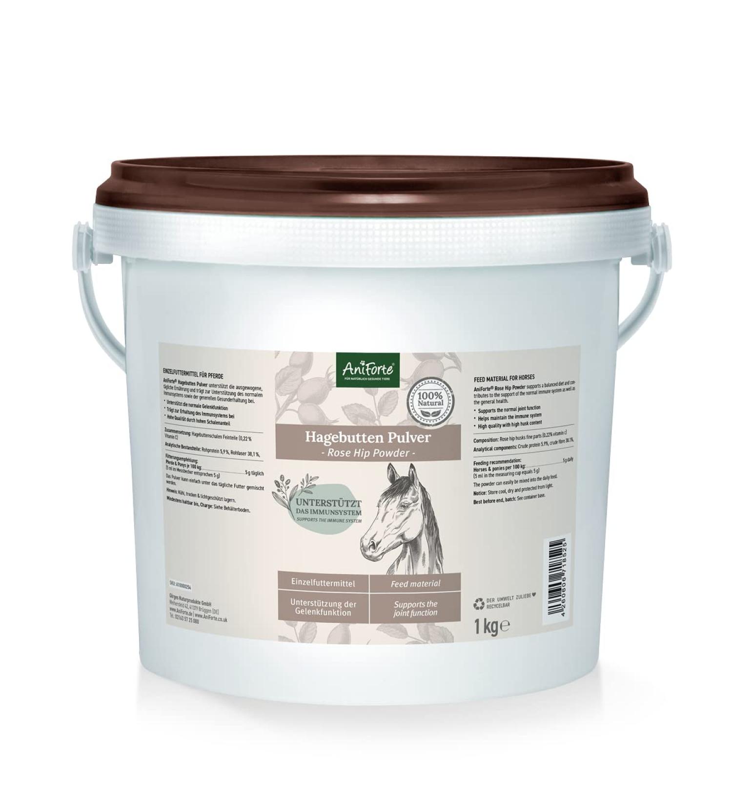 AniForte Premium Rosehip Powder 1 kg Pure Natural Glutenfree- Naturprodukt for Dogs Cats and Horses - Buy Online on GoSupps.com