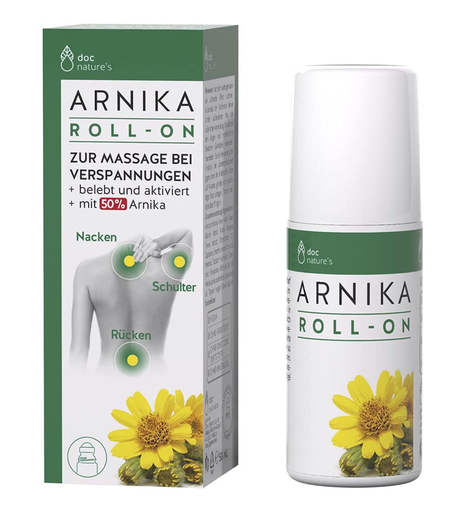 doc nature's Arnica Roll On 50 ml - massage for tension - neck - shoulder - back