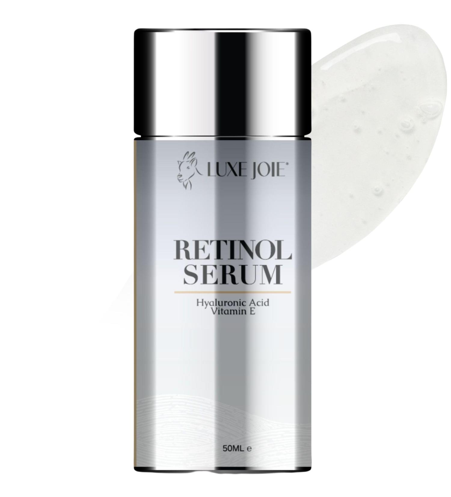 LuxeJoie Retinol Serum 1.7 oz | Anti-Aging Face Serum with Hyaluronic Acid & Vitamin E | Unscented Hydrating Resurfacing Serum for Sensitive Skin - Buy Online on GoSupps.com
