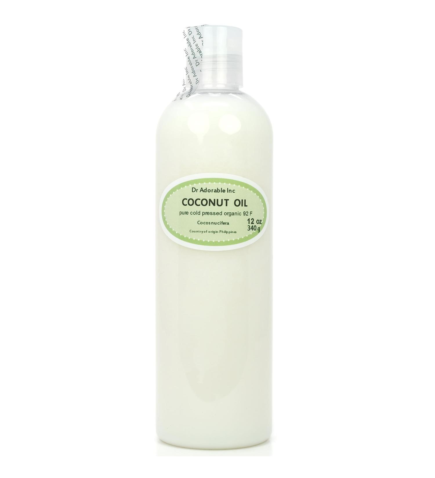 Dr Adorable - 12 oz - Coconut Oil 92 Degree - 100% Pure Natural Organic Cold Pressed - Buy Online on GoSupps.com