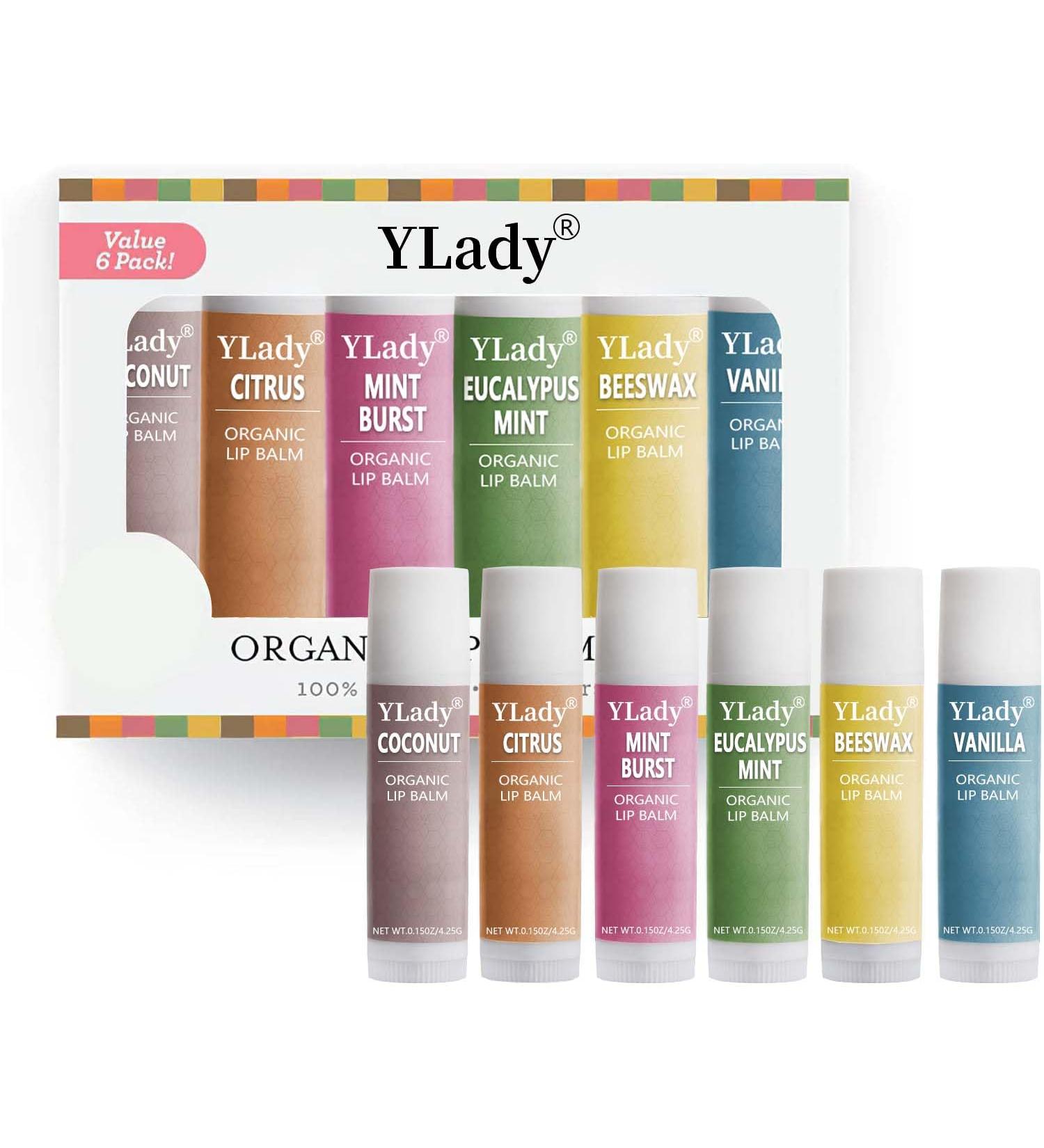 Organic Lip Care Balm Set - 6 Pack Moisturizer in Vanilla Coconut Mint Citrus Beeswax & Eucalyptus Mint - Shop Internationally! - Buy Online on GoSupps.com