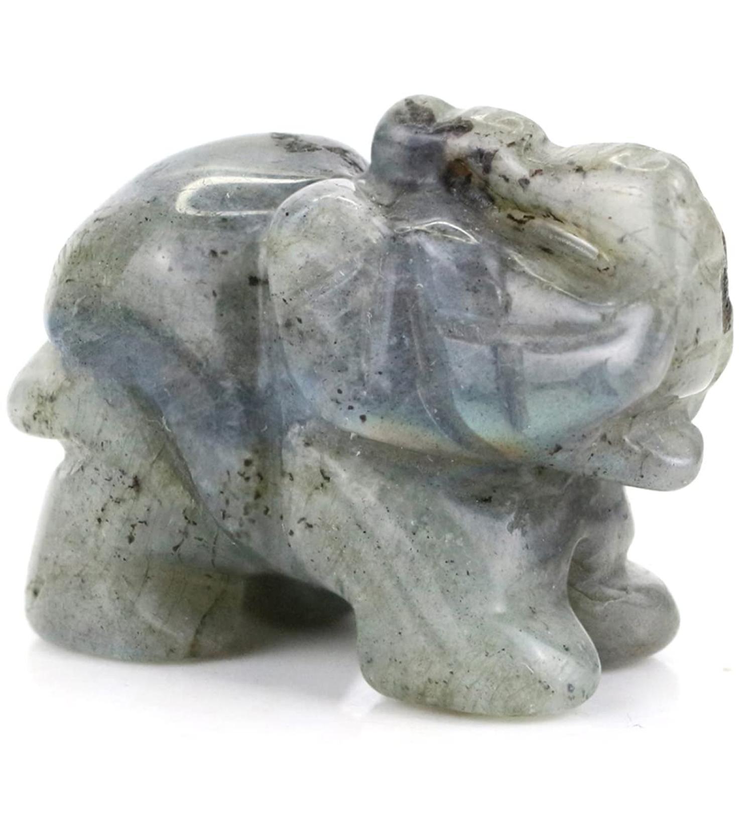 Labradorite Crystal Elephant Stone 1.5 inch - Reiki Healing Gemstone Ornament - Buy Online on GoSupps.com