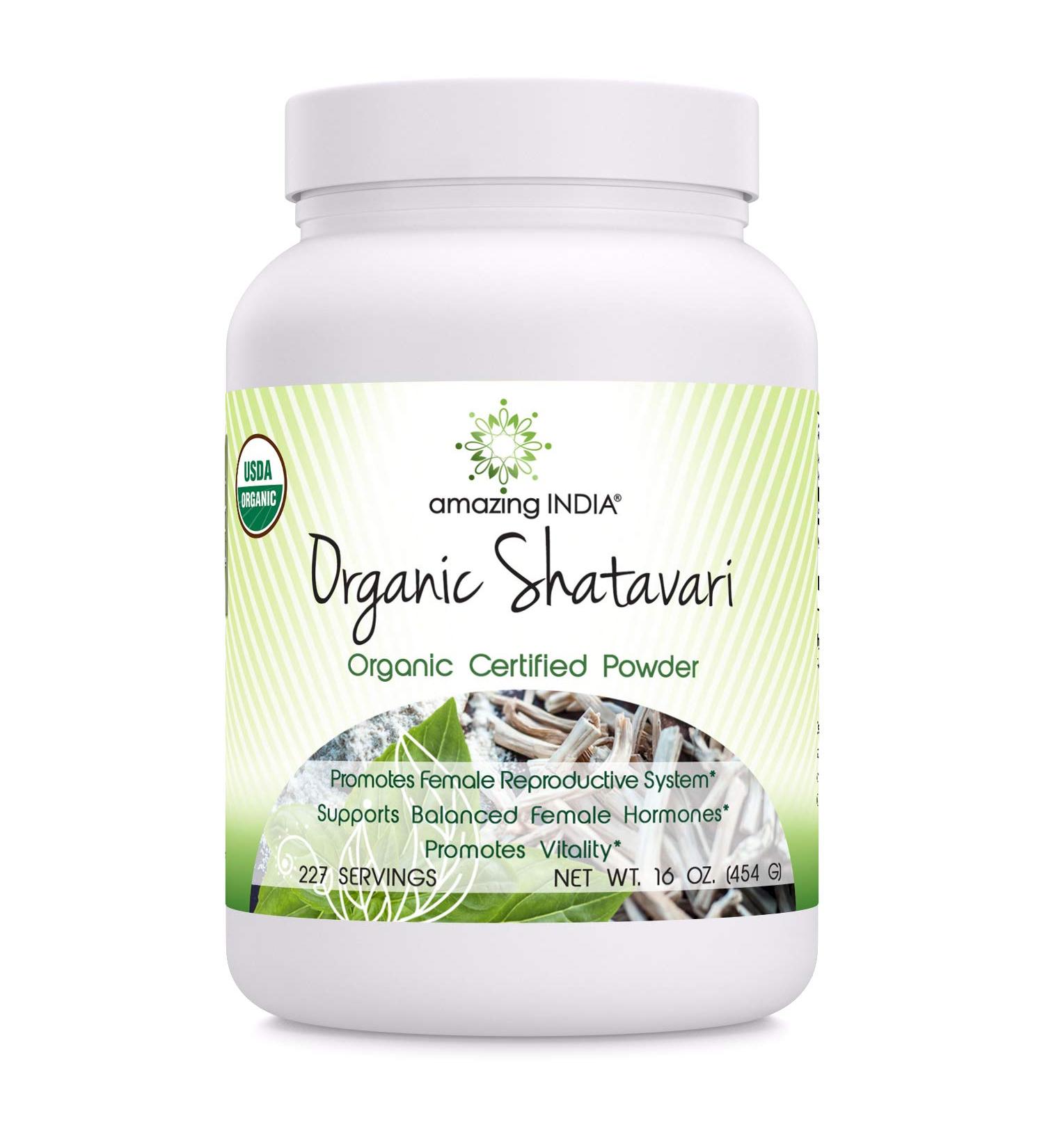 Amazing India Organic Shatavari Powder - USDA Certified 16 oz - Raw Vegan Gluten-Free Ayurvedic Herb for Women's Health - Buy Online on GoSupps.com