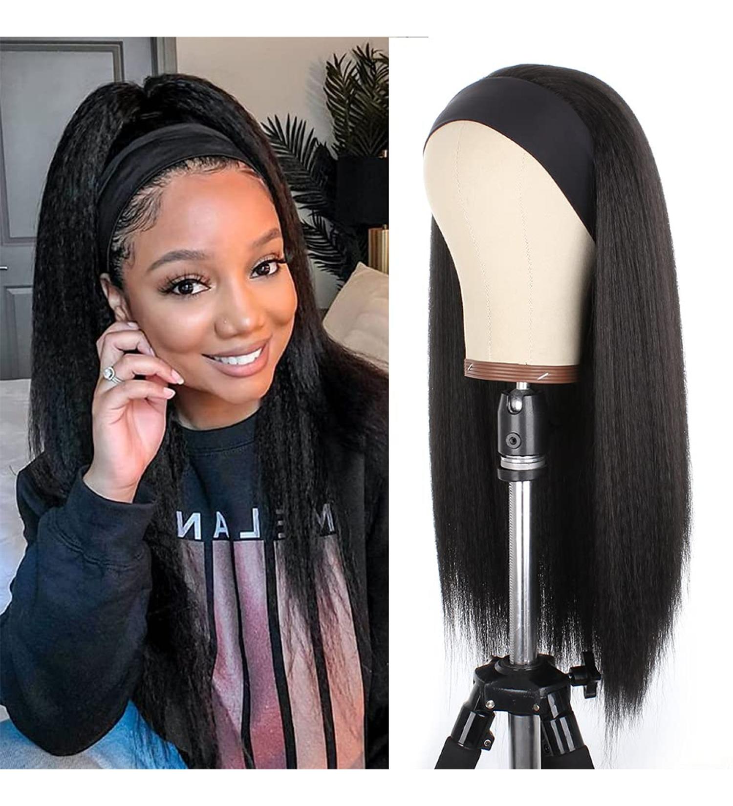 Xtrend 22 Yaki Straight Headband Wig for Women - Long Black Synthetic Afro Kinky Straight Wigs - Glueless None Lace Front - 22 Inch - Buy Online on GoSupps.com