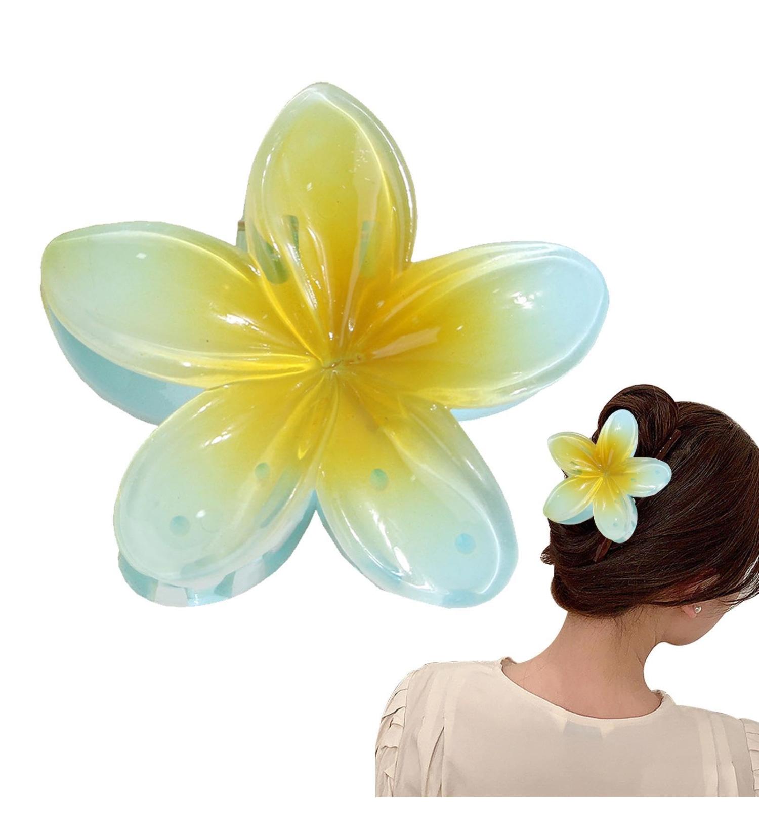 Flower Hair Clips - Hawaiian Flower Hair Clips Plumeria Hair Clips Flower Claw Clips for Thick Hair & Thin Hair Hair Accessories for Women Teen Girls Light Blue - Buy Online on GoSupps.com