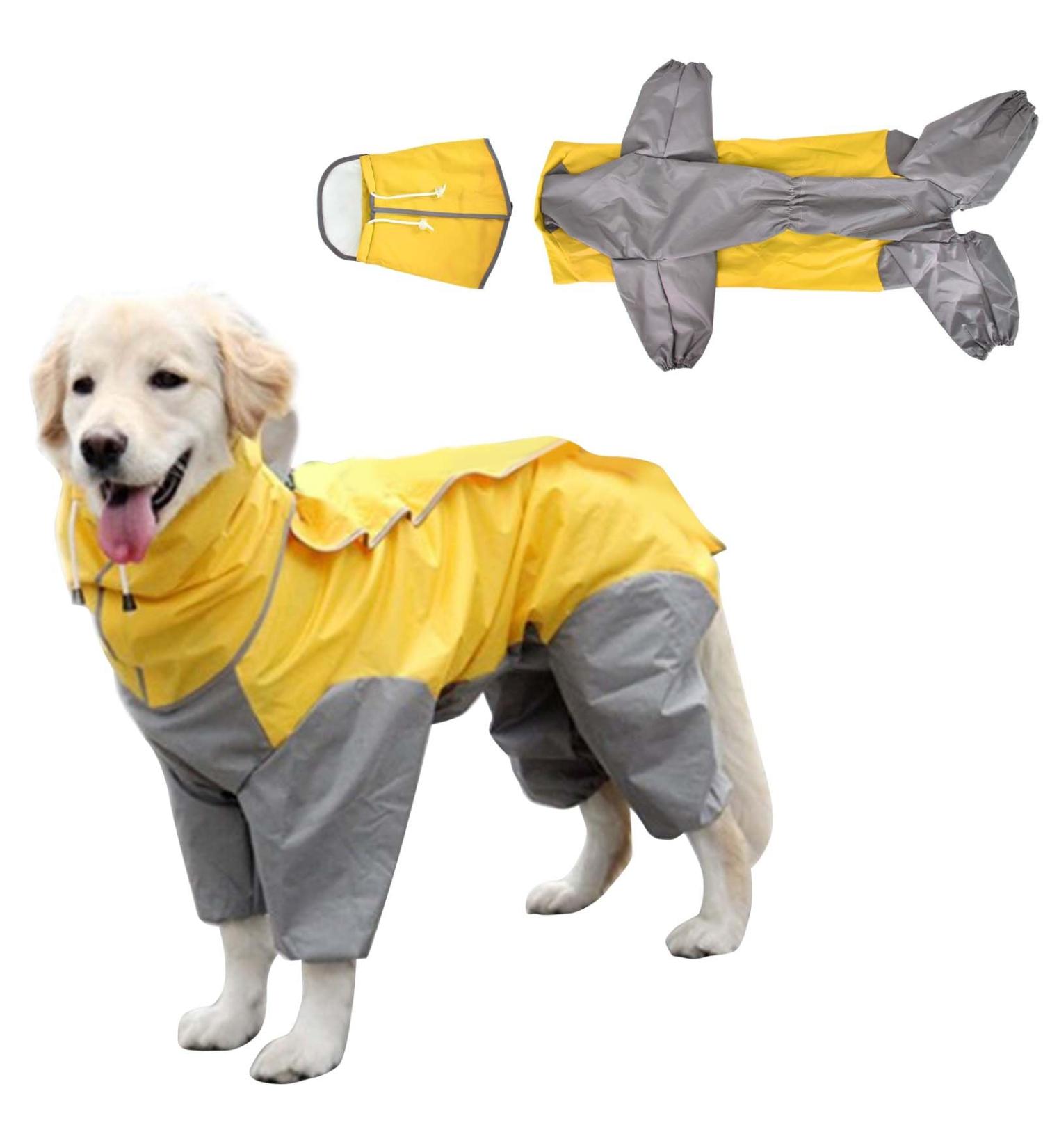 Waterproof Dog Raincoat with Hood - Lightweight Yellow Rain Jacket for Medium & Large Dogs | Perfect for Playgrounds & Vacations - Buy Online on GoSupps.com