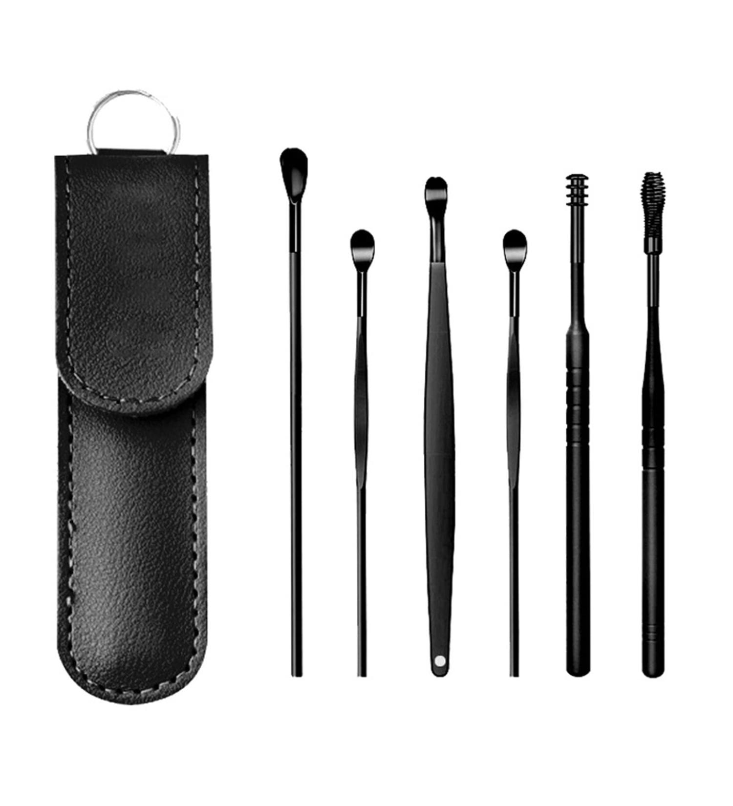 ObjFoch Skyrro Ear Wax Cleaner 6 Pcs Set with Storage Bag - Innovative Black Earwax Cleaning Tool - Buy Online on GoSupps.com