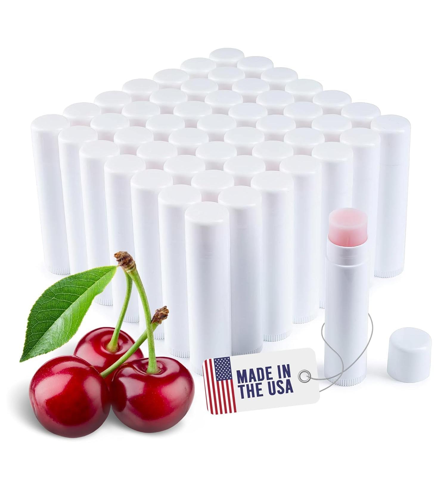 Lip Balm Bulk Unlabeled - Made in USA Bulk Chapstick - Natural Ingredients Vitamin E Shea Butter - Custom Chapstick Bulk For Party & Wedding Favors Cherry 50 Count (Pack of 1) - Buy Online on GoSupps.com
