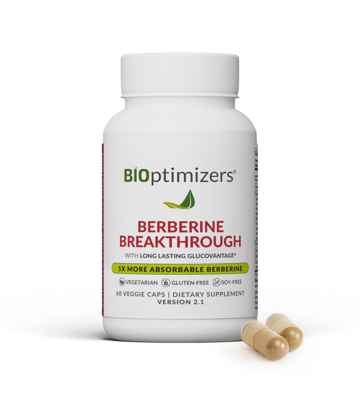 BIOptimizers Berberine Breakthrough Supplement - Metabolic Support Healthy Metabolism - 60 Capsules Vegetarian Gluten-Free Soy-Free 60 Count (Pack of 1) - Buy Online on GoSupps.com