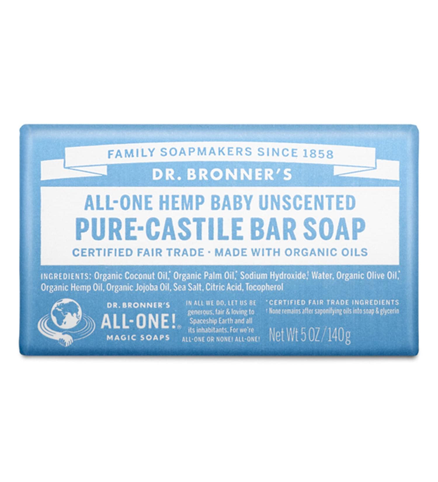 Dr. Bronner's Baby Unscented Pure-Castile Bar Soap - Organic Oils, Gentle for Sensitive Skin - Vegan & Biodegradable - 5 oz - Buy Online on GoSupps.com