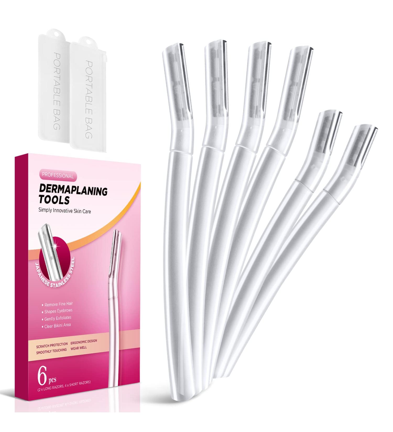 Professional Dermaplane Razor for Women - 6pcs Set for Face, Peach Fuzz, and Eyebrow Hair Removal | Gentle Skin Exfoliation Tool - Buy Online on GoSupps.com