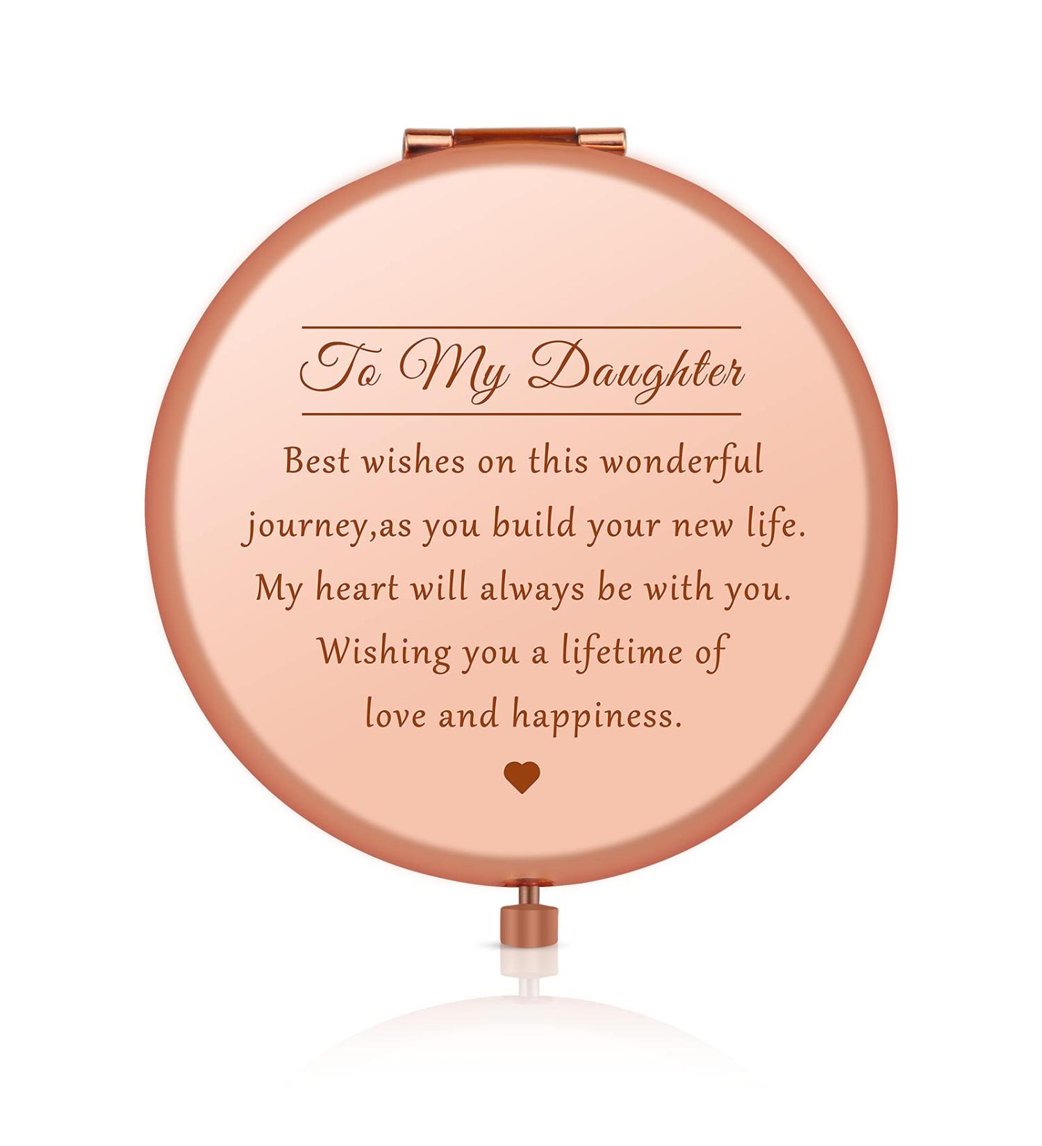 Jielahua Daughter Inspirational Makeup Mirror - Graduation & Birthday Gift from Parents - Engraved Compact Mirror for Daughter - Buy Online on GoSupps.com