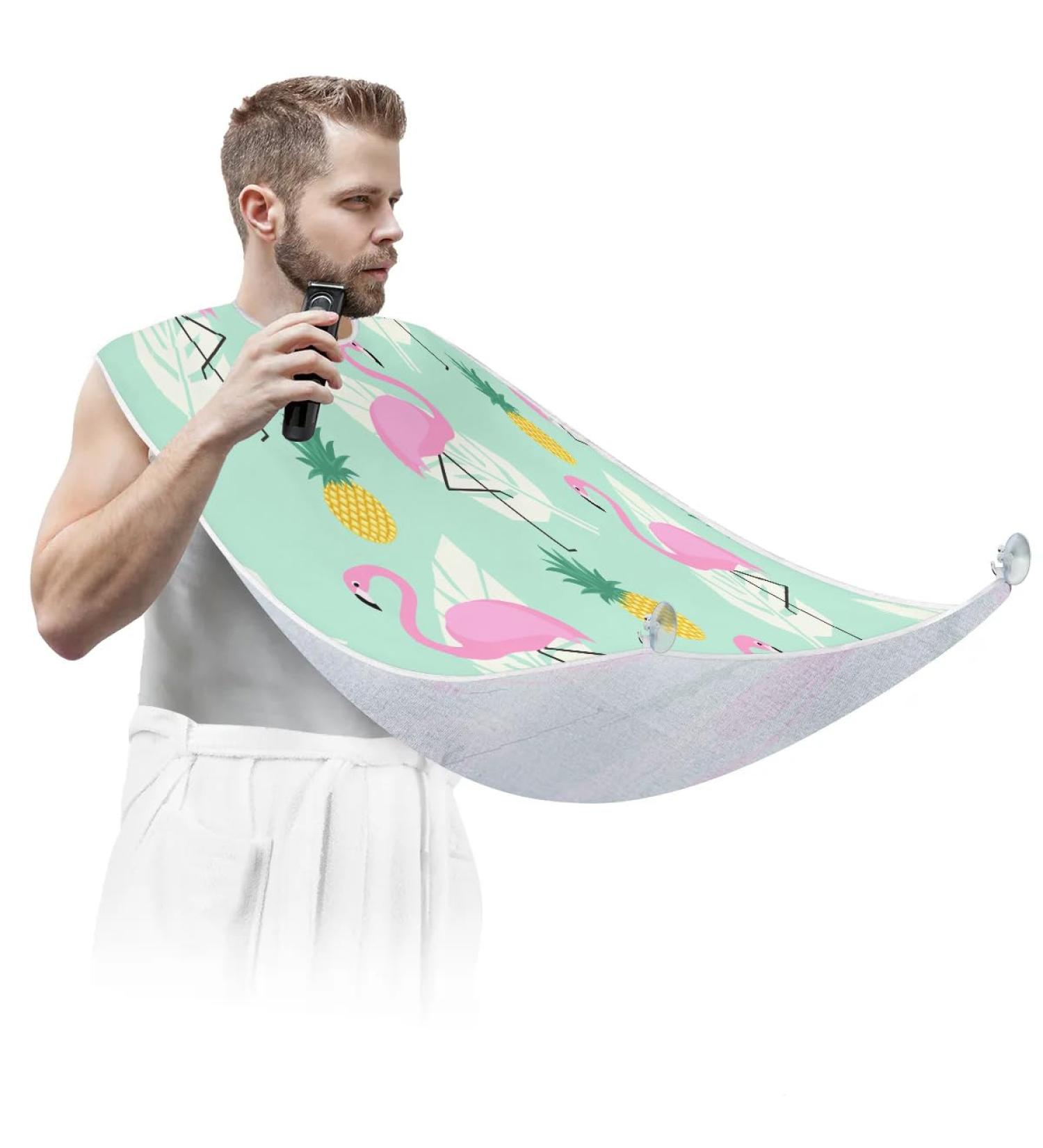 Beard Bib Apron & Hair Catcher for Men - Waterproof Grooming Cape | Flamingo Pineapple Design - Buy Online on GoSupps.com