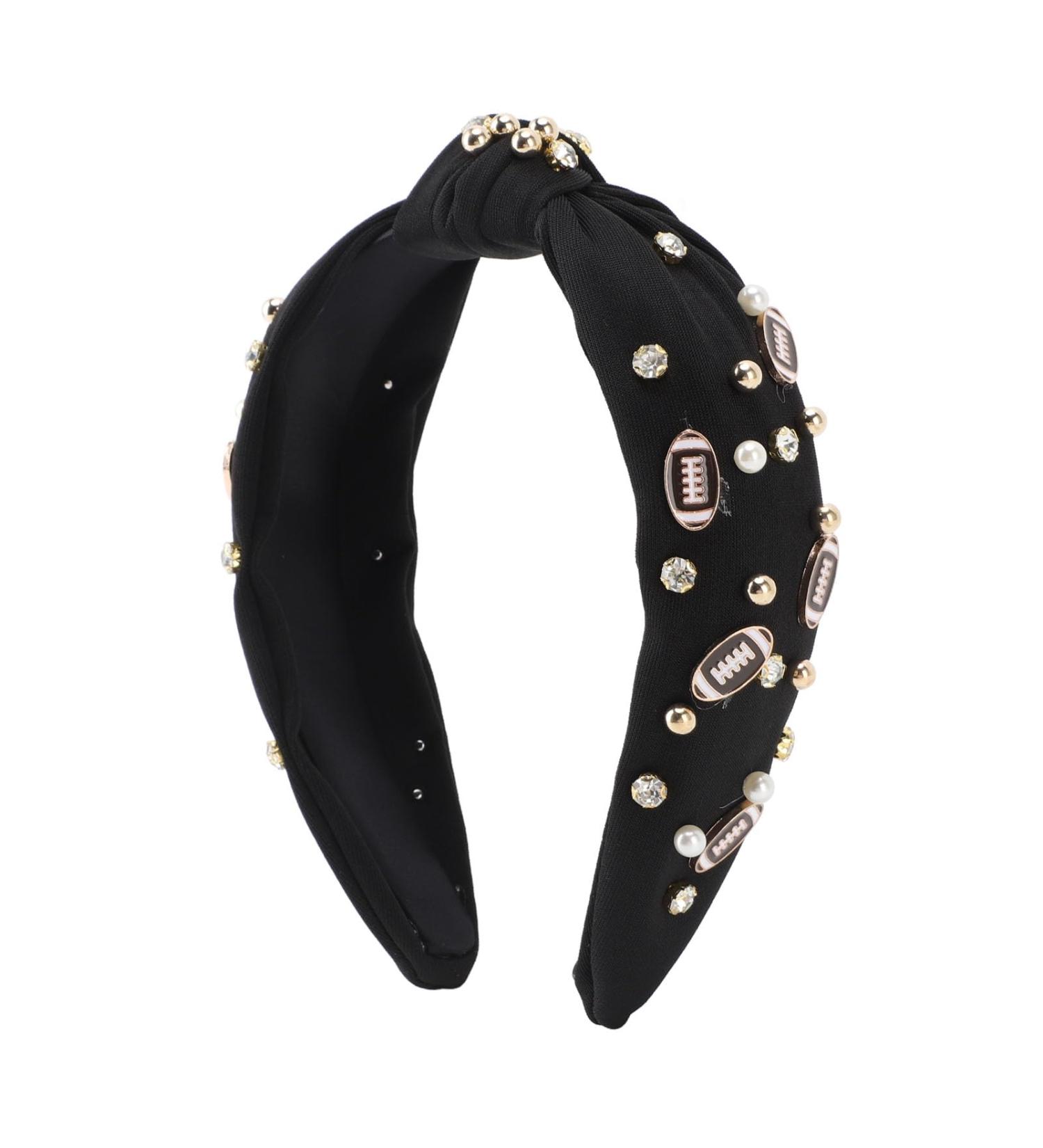 Valentine Day Rhinestone Knotted Headband for Women with Top Knot Design Exquisite Appearance for Matching Clothes (Black) - Buy Online on GoSupps.com
