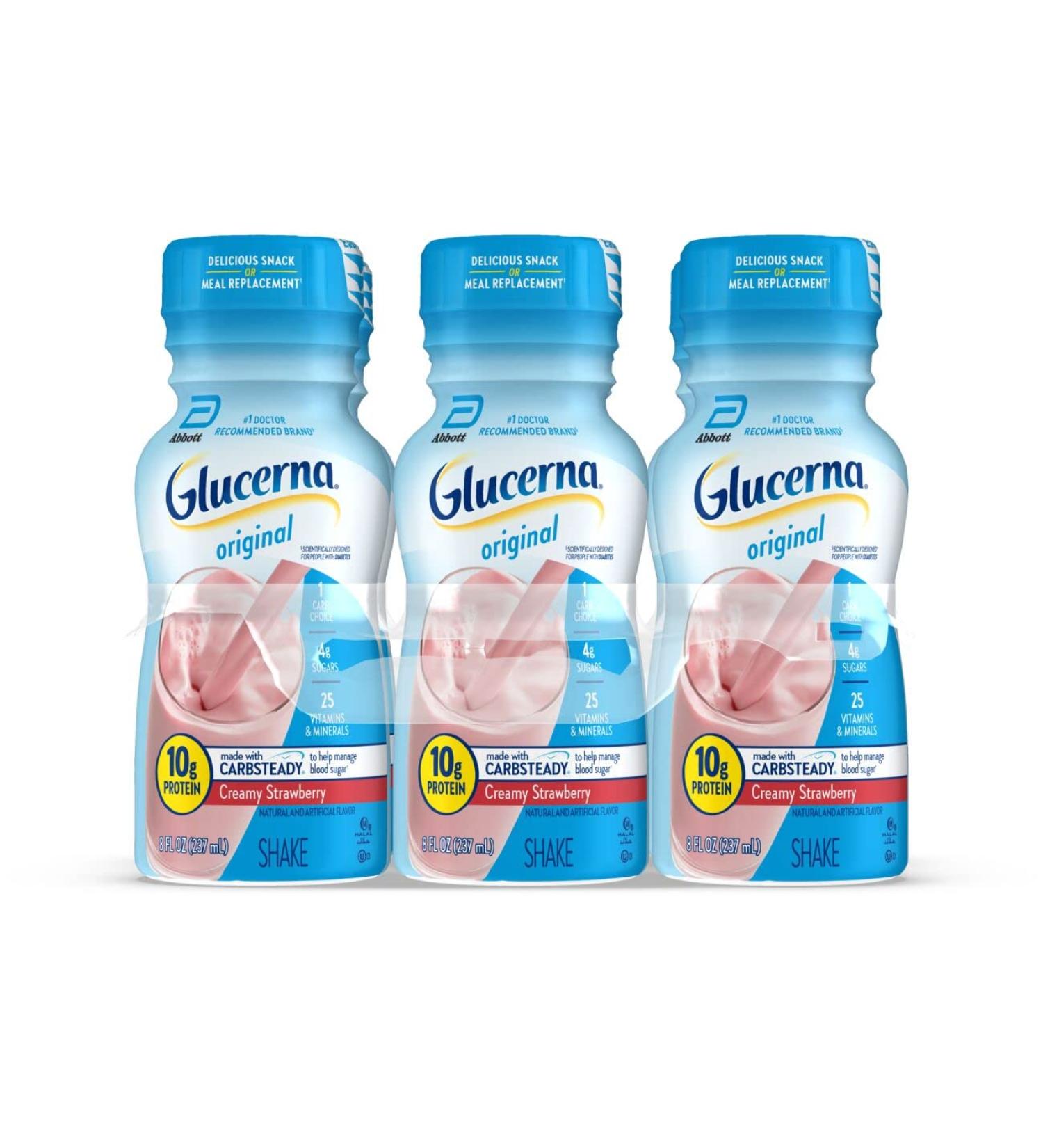 Glucerna Diabetic Drink Creamy Strawberry 8 fl oz (Pack of 6) - 10g Protein, 180 Calories - Blood Sugar Support - Buy Online on GoSupps.com