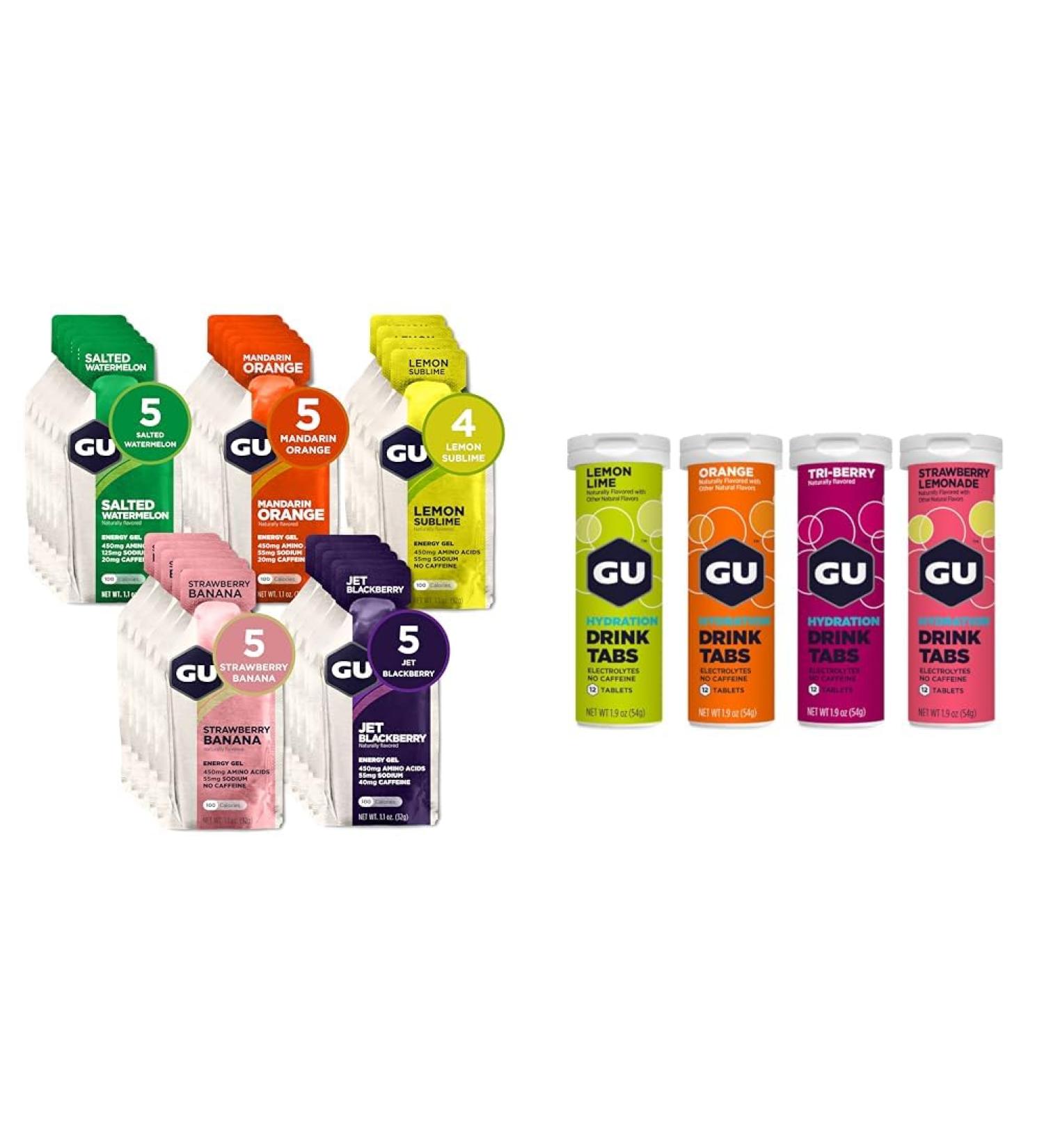 GU Energy 24-Count Original Sports Gel and 4-Count Hydration Electrolyte Drink Tablets Bundle - Buy Online on GoSupps.com