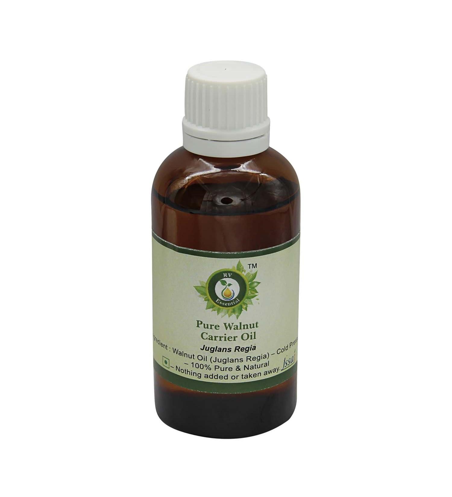 R V Essential Pure Walnut Carrier Oil 30ml (1.01oz)- Juglans Regia (100% Pure and Natural Cold Pressed) - Buy Online on GoSupps.com
