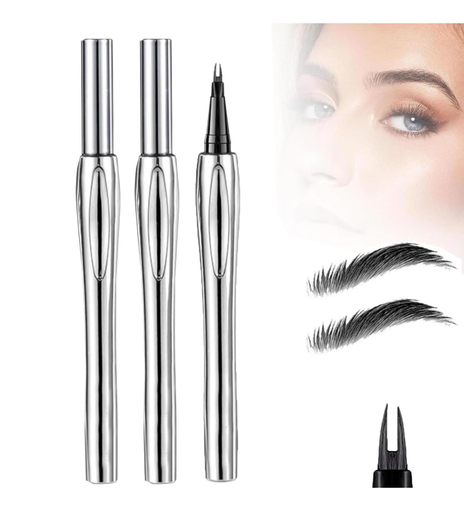 Cooklesa Eyebrow Cooklesa 2024 Upgraded Natural Waterproof Eyebrow Pen with Microfine Tip Two-Pronged Eyebrow Pencil 3D Long-Lasting Natural Waterproof Microblading Eyebrow Pen Makeup (2PCS Black) - Buy Online on GoSupps.com