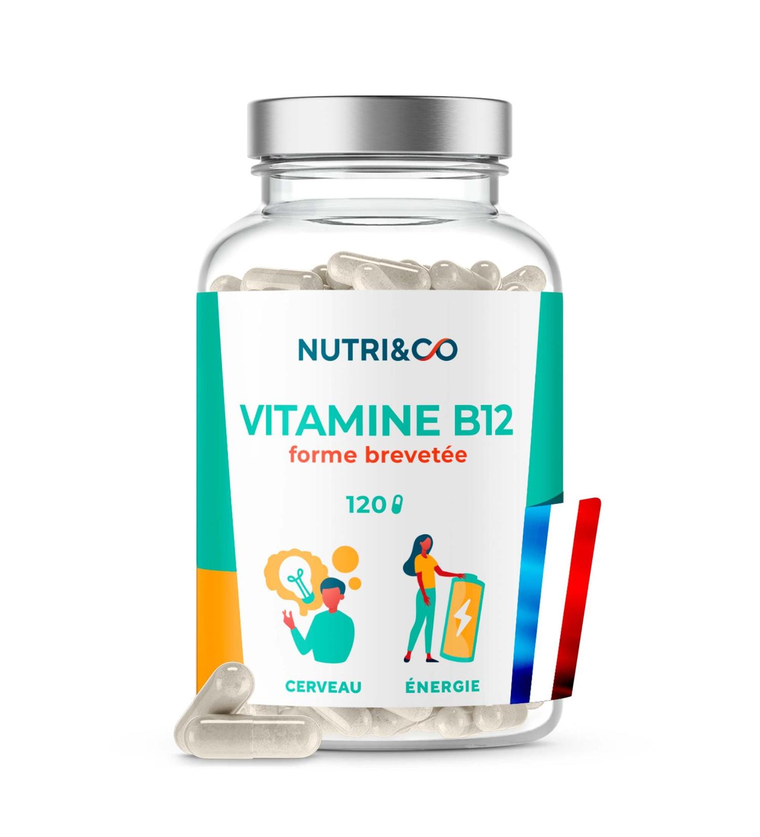 NUTRI & CO Vegan Vitamin B12 1000 mcg - Pure & Bioavailable Patented Methylcobalamin - High Absorption - Anti Fatigue & Immunity - 120 Gluten-Free Capsules - Packaged in France - Buy Online on GoSupps.com