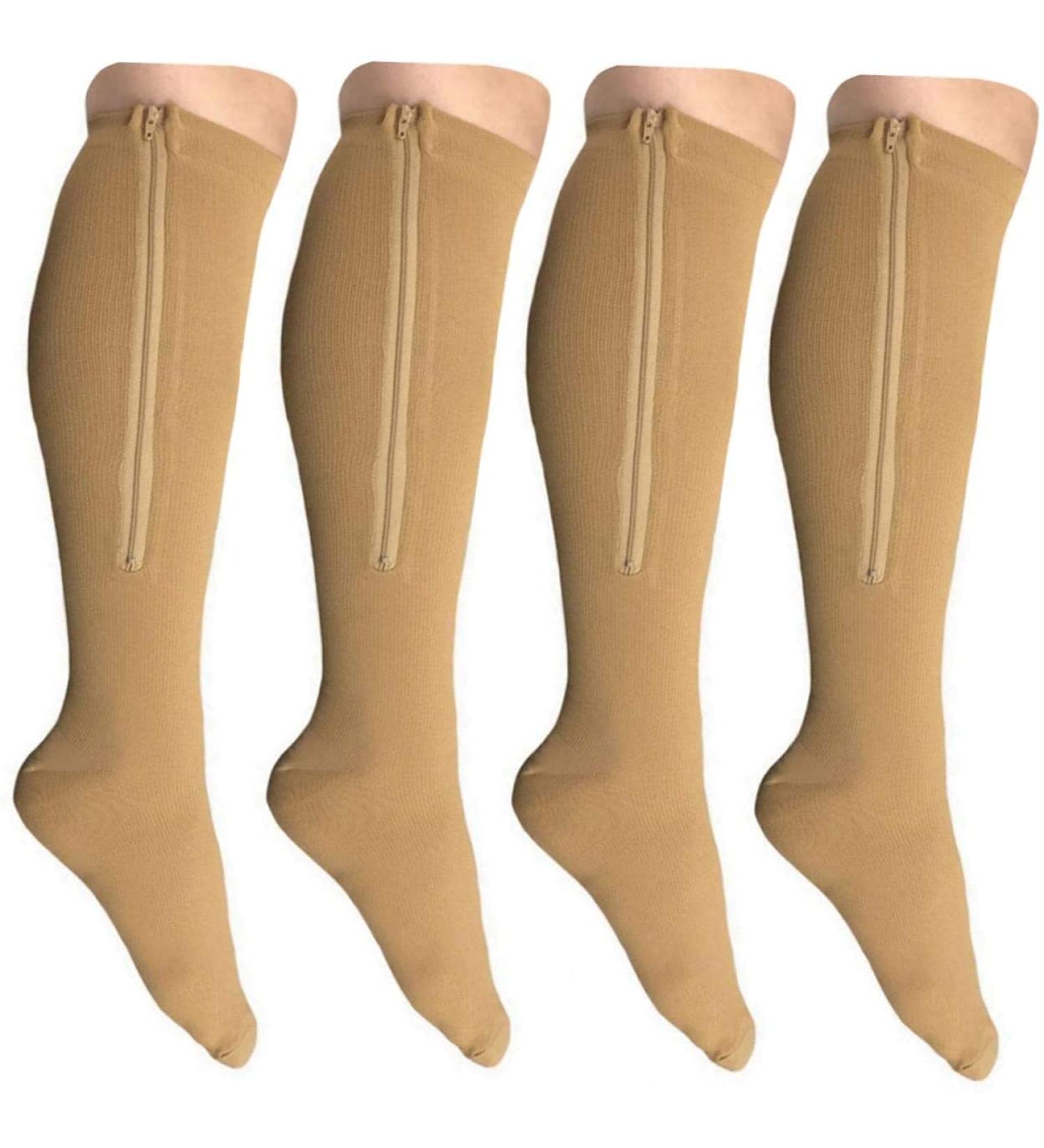 Buy 20-30 Zipper Socks - 2 Pairs Closed Toe Zip Socks for Wide Calf Knee Length | Easy On International Shipping - Buy Online on GoSupps.com