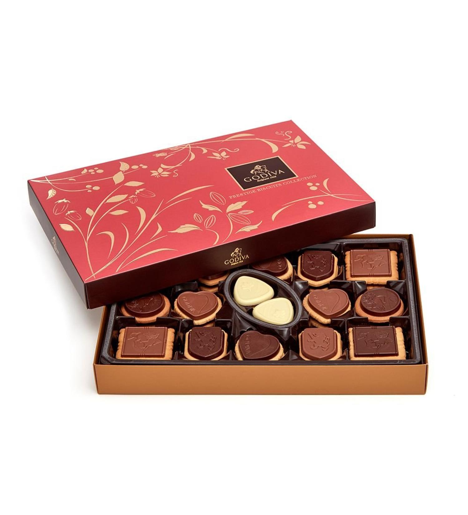 Godiva Chocolatier Assorted Chocolate Biscuits Tin - 32 Piece Luxury Box - Buy Online on GoSupps.com