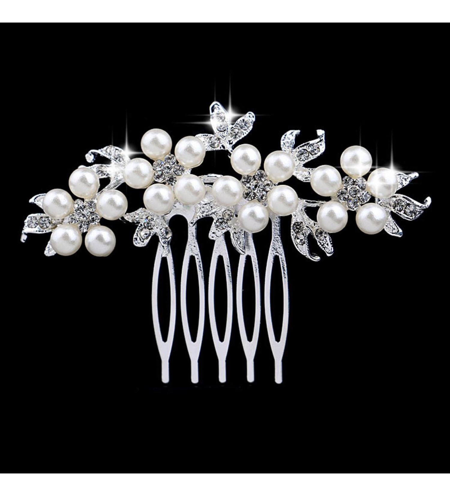 Dooppa Hair Comb Bridal Wedding Flower Rhinestones Women Hair Comb D14 - Buy Online on GoSupps.com
