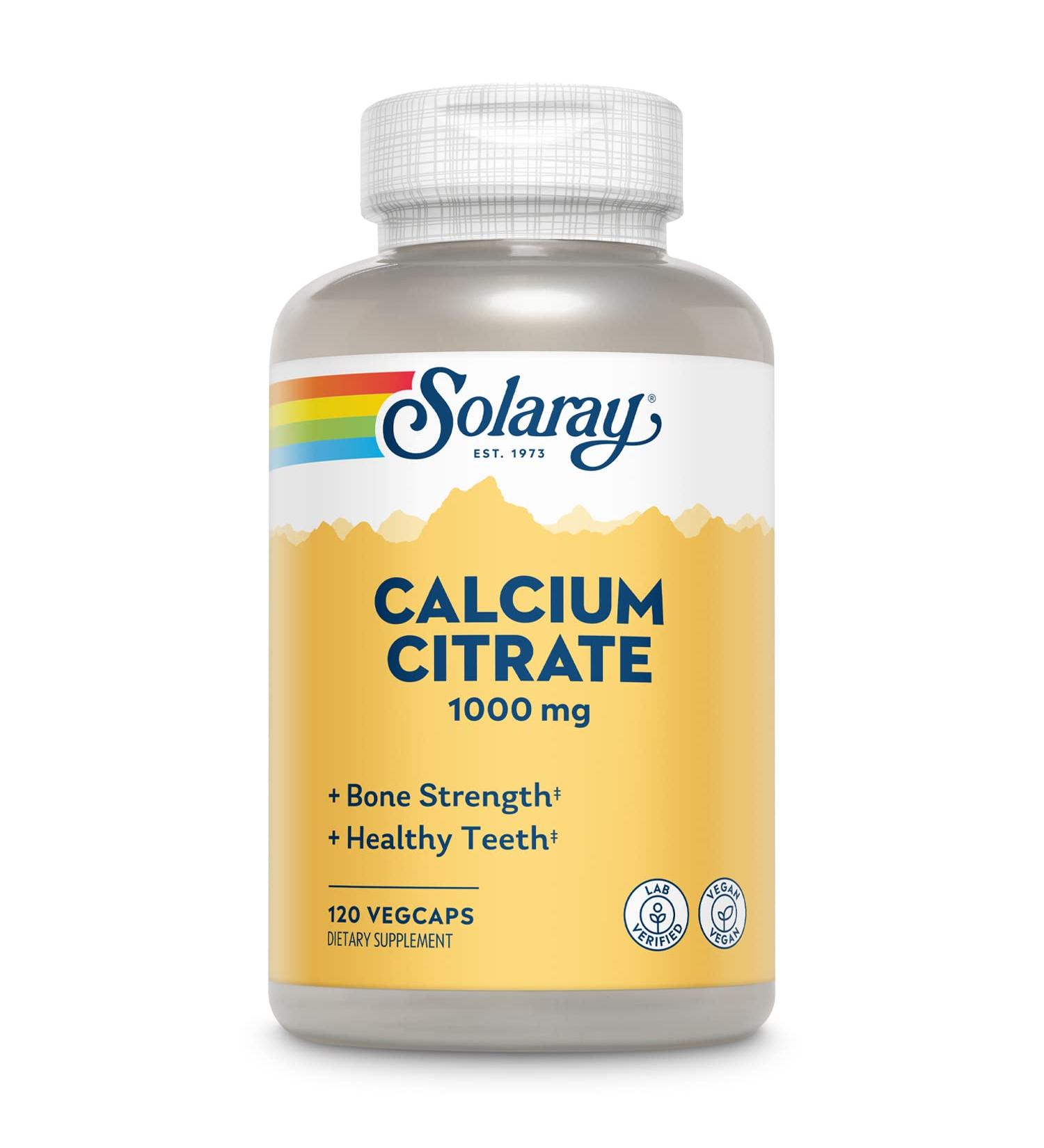 Buy Solaray Calcium Citrate 1000 mg - 120 VegCaps for Strong Bones - Buy Online on GoSupps.com