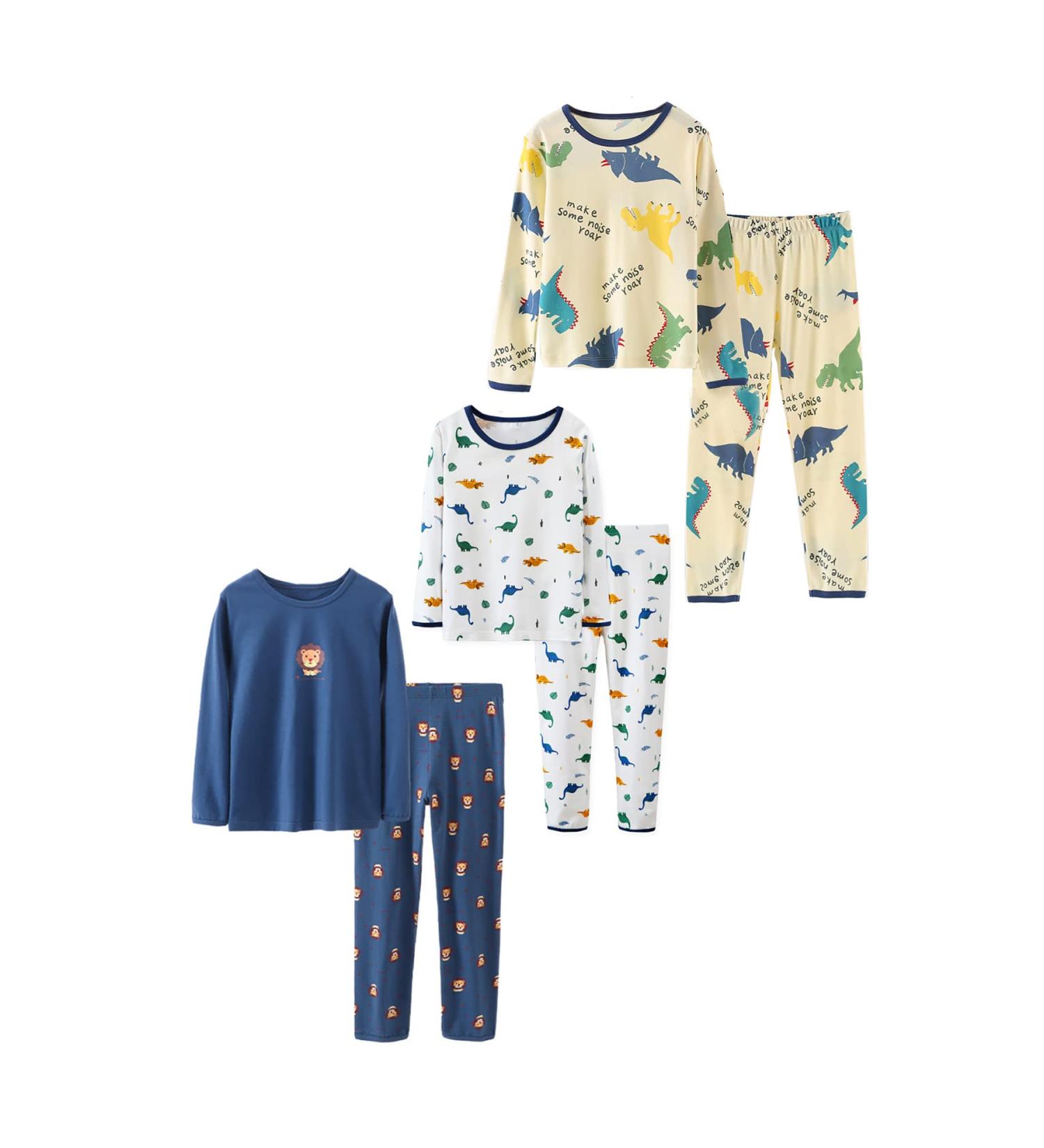ABALACOCO Big Girls Boys 3 Sets Cotton Thermal Underwear 6pcs Long Sleeve Suit 6-7 Years White/Car/Blue - Buy Online on GoSupps.com