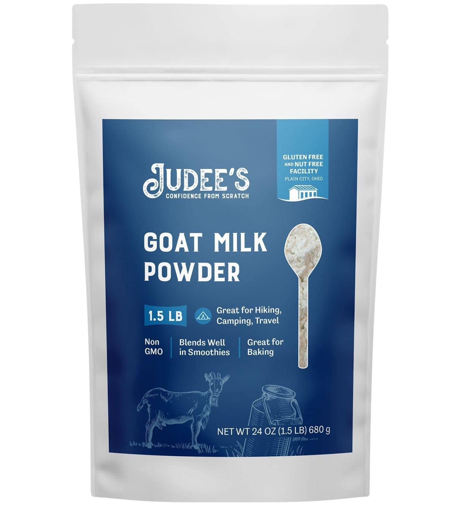 Judee's Goat Milk Powder 1.5 lb - Versatile for Smoothies, Baking, Travel - Non-GMO, Gluten-Free, Nut-Free - 1.5 Pound Pack - Buy Online on GoSupps.com